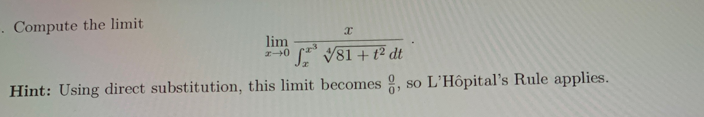 Compute the limit lim x 0 x x x 3 8 1 + t 2 4 d t