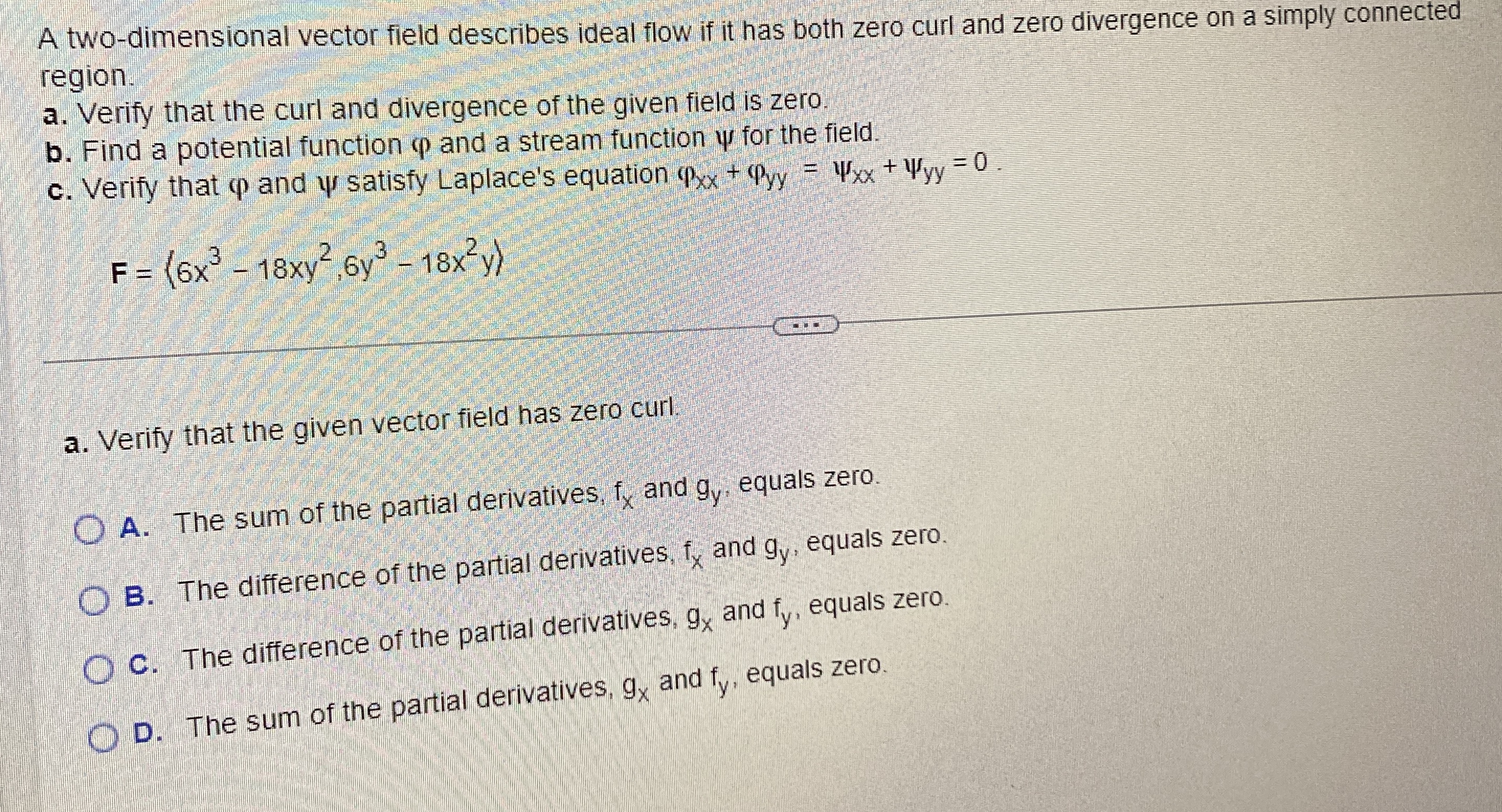 A two - dimensional vector field describes ideal