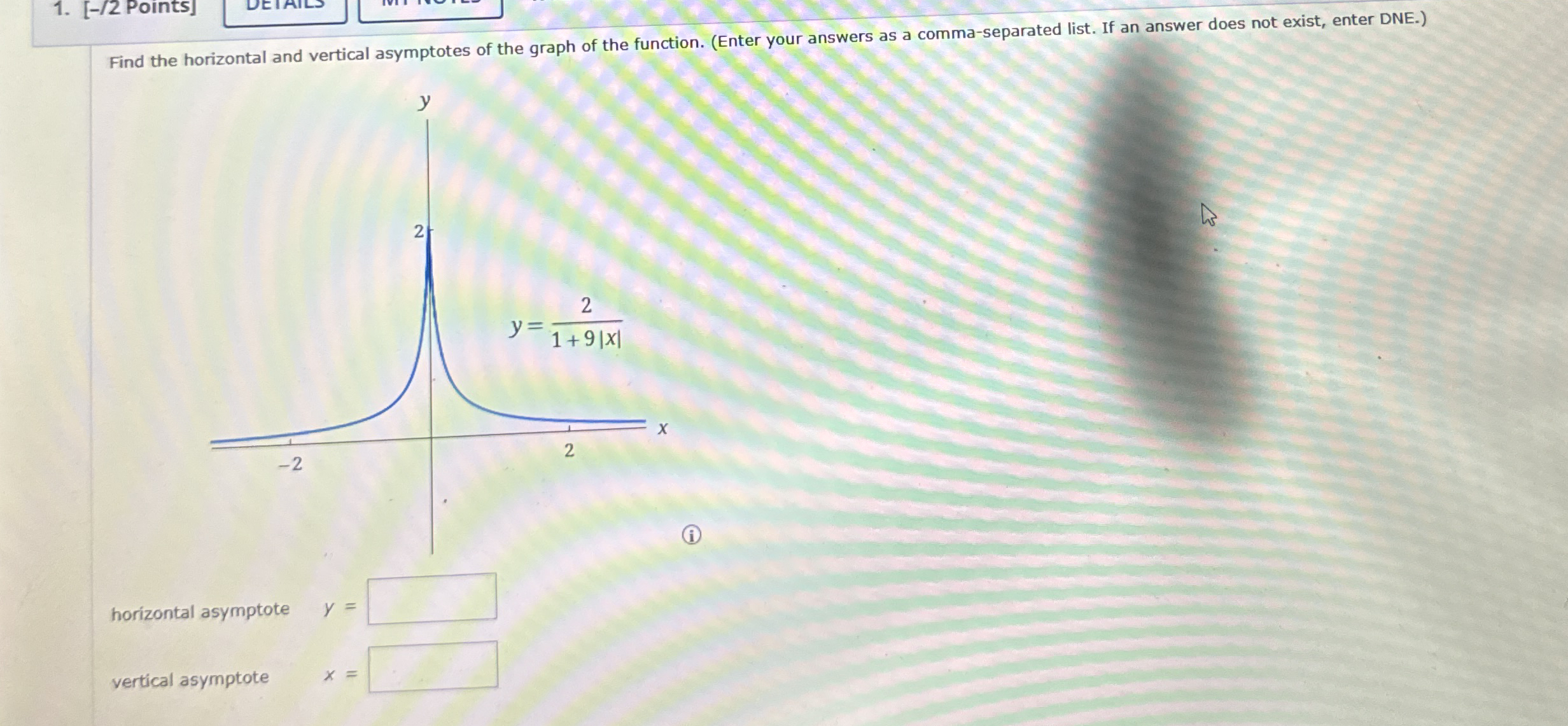 [ - / 2 Points ] Find the horizontal and vertical