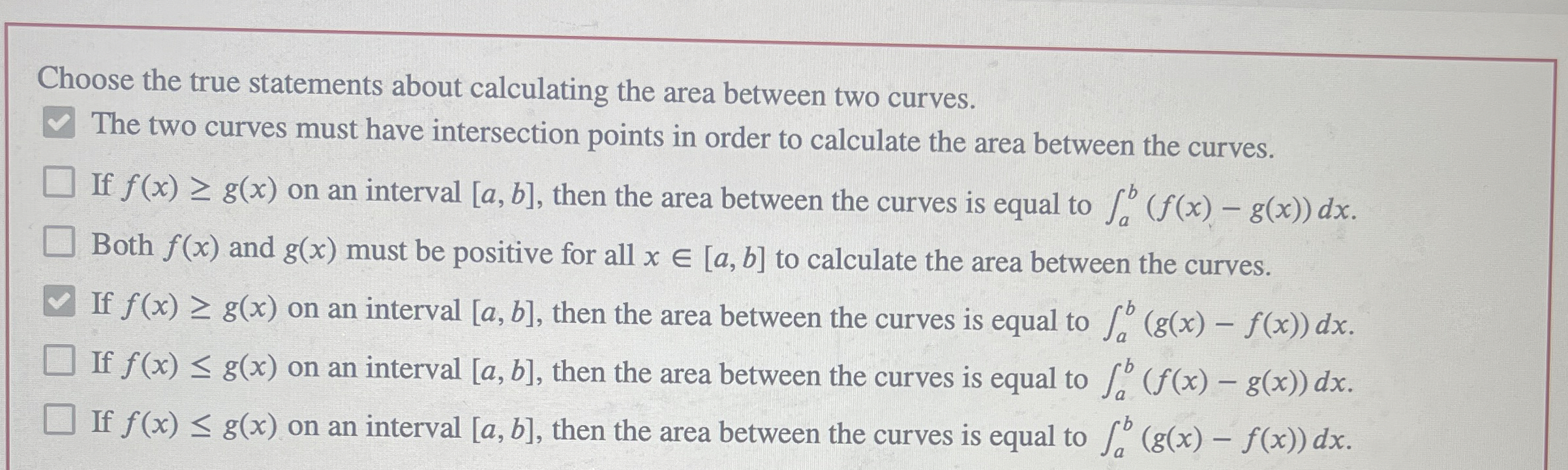 Choose the true statements about calculating the