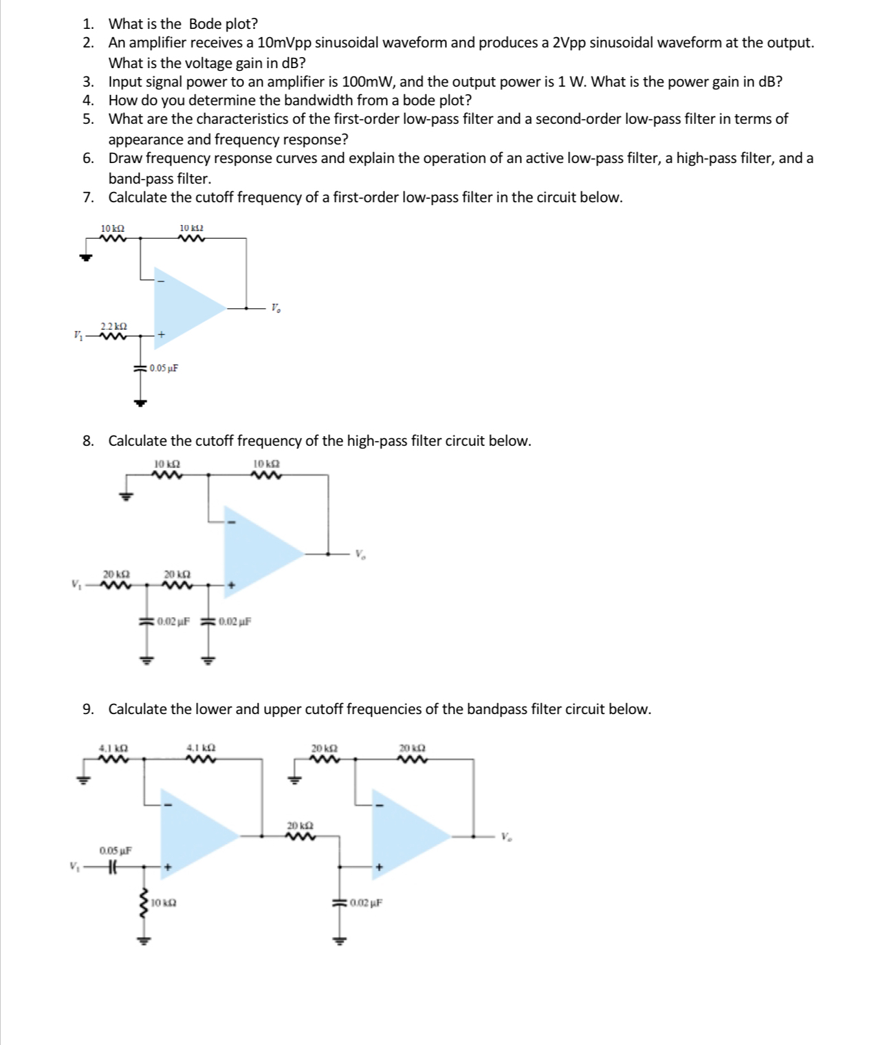 What is the Bode plot? An amplifier receives a 1
