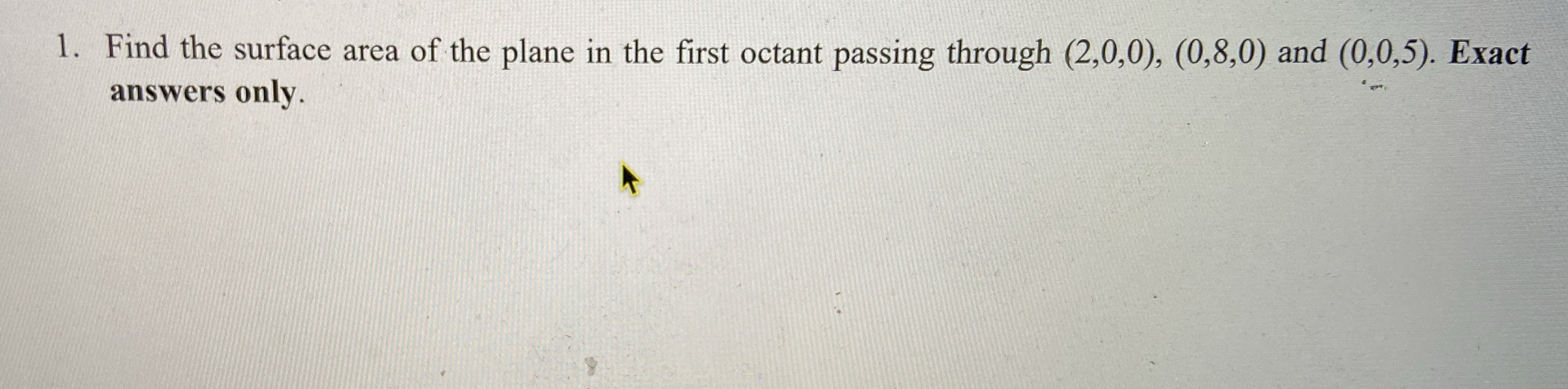 Find the surface area of the plane in the first
