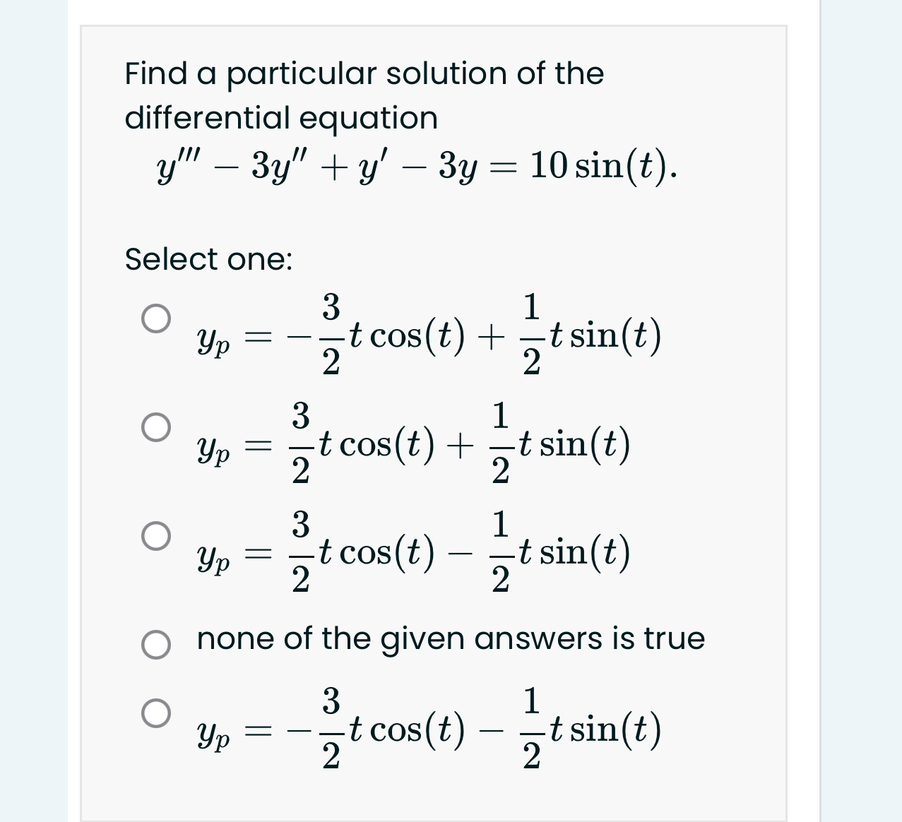 Find a particular solution of the differential