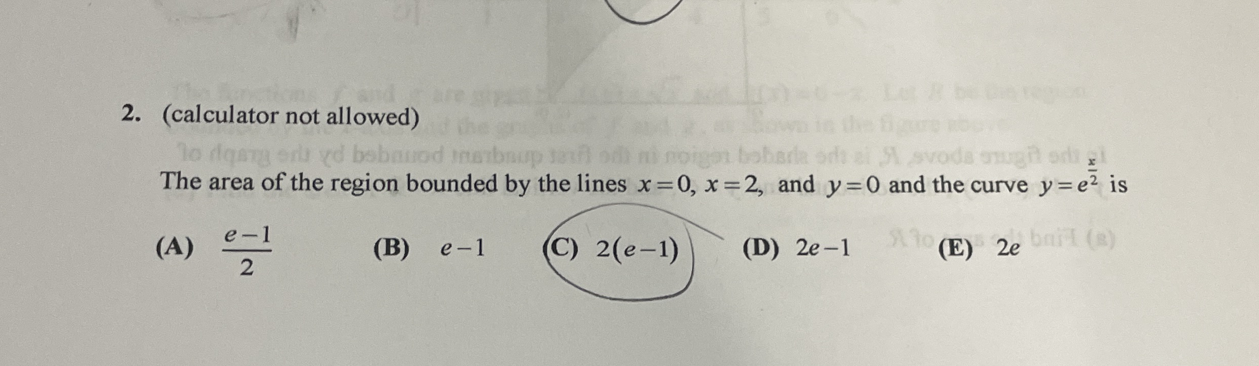 ( calculator not allowed ) The area of the region