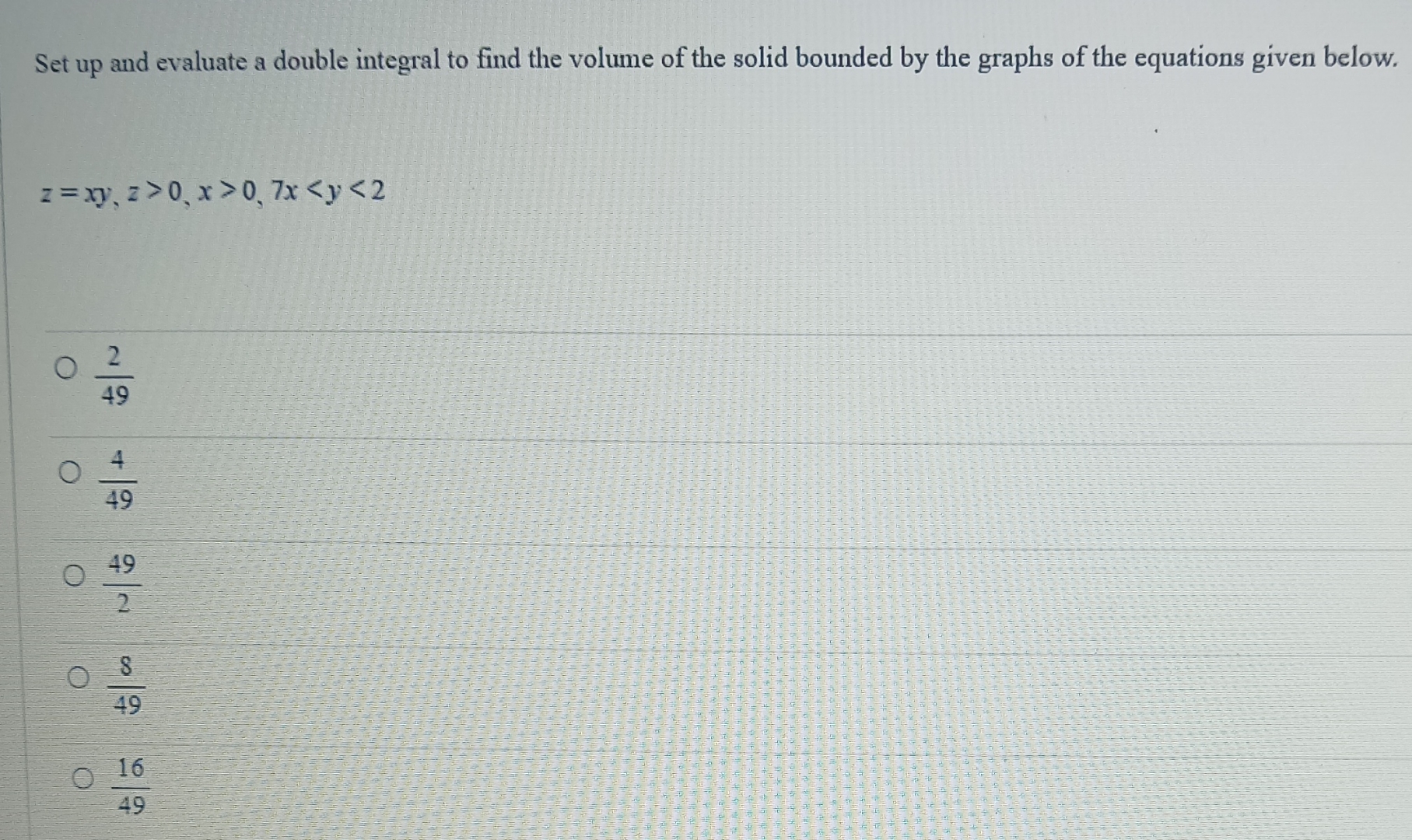 Set up and evaluate a double integral to find the