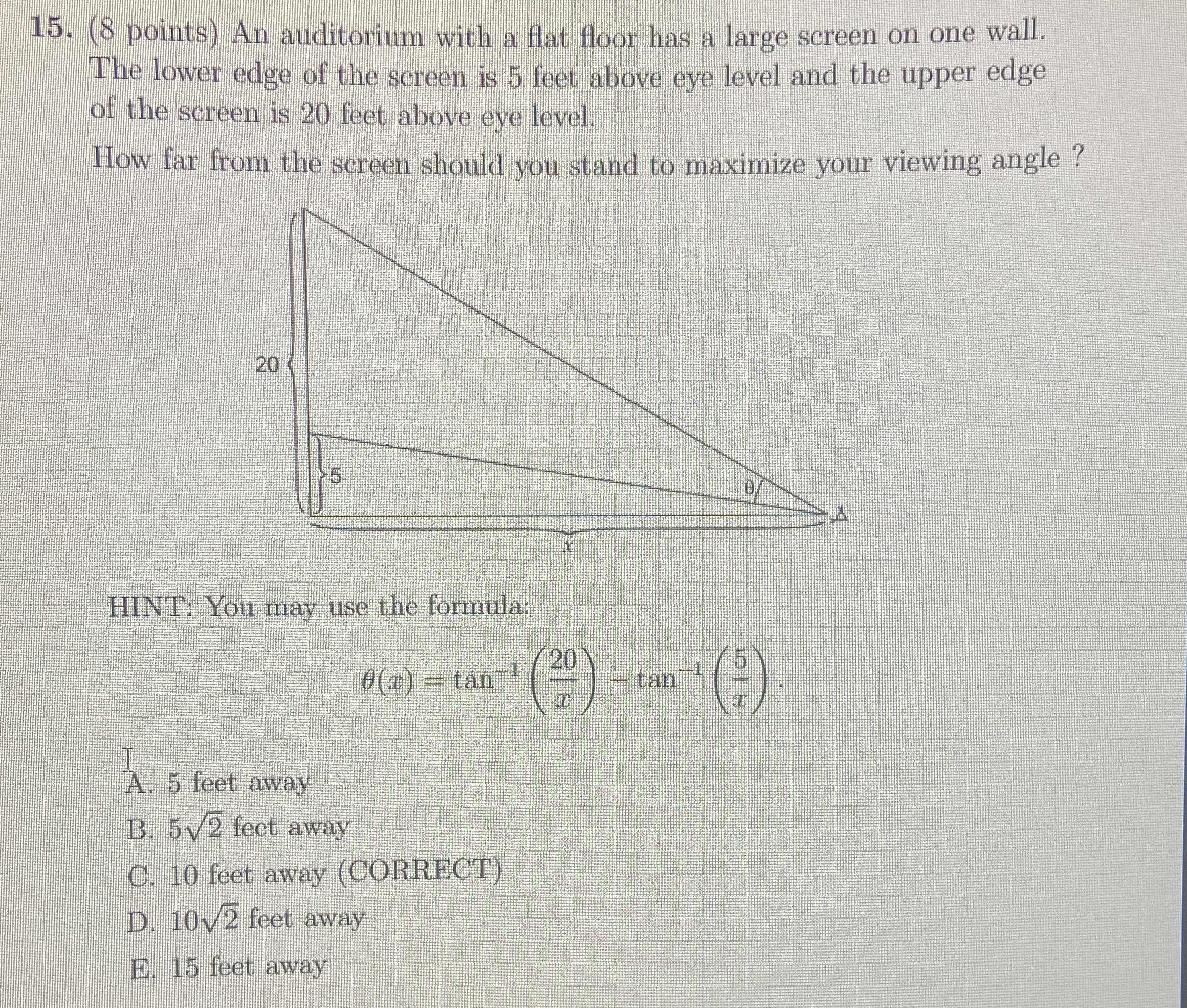 ( 8 points ) An auditorium with a flat floor has