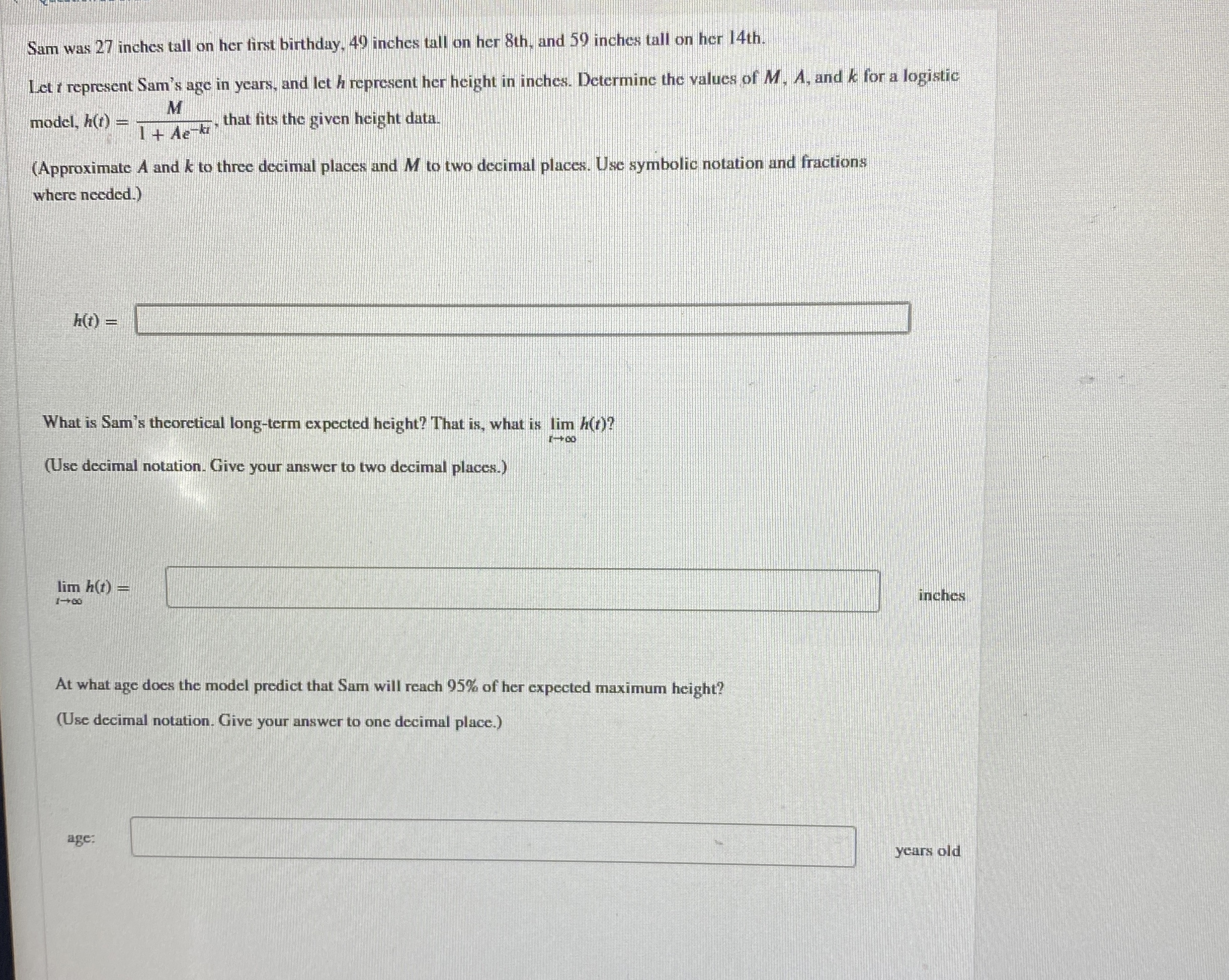 Sam was 2 7 inches tall on her first birthday, 4