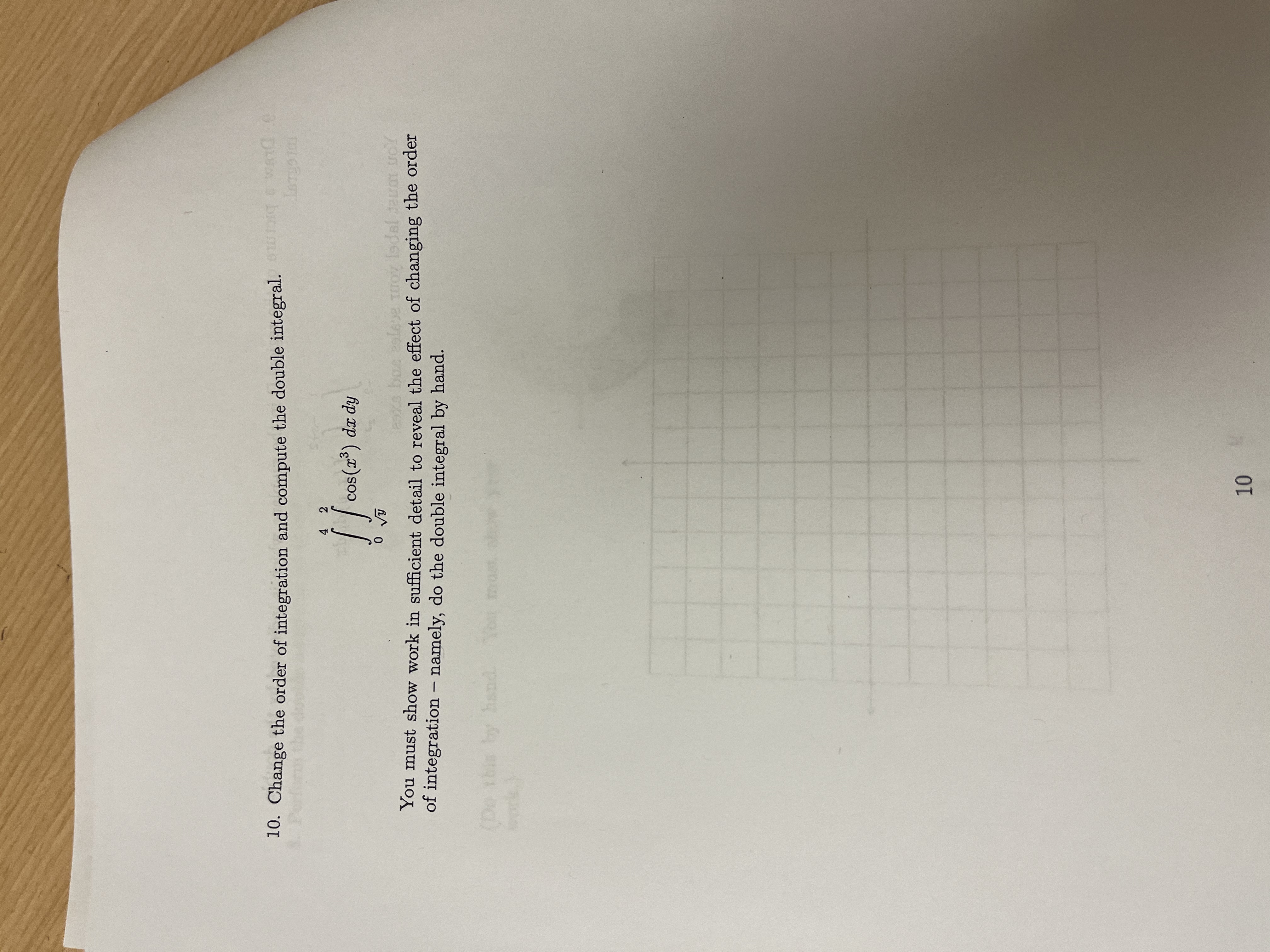 Change the order of integration and compute the