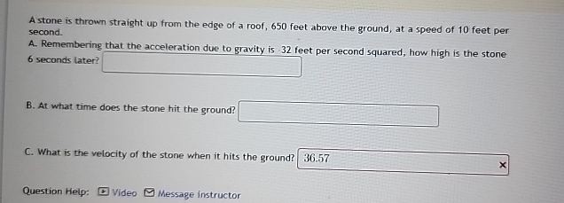 A stone is thrown straight up from the edge of a