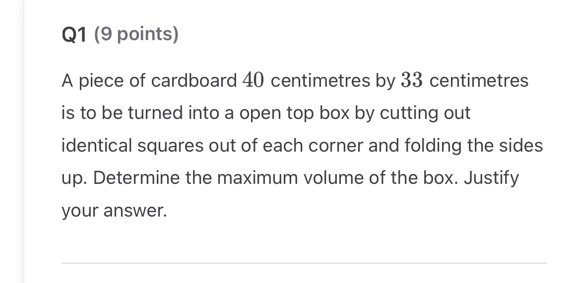 Q 1 ( 9 points ) A piece of cardboard 4 0