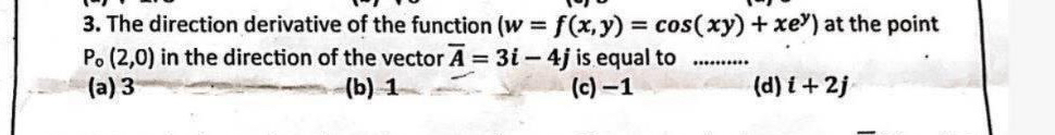 The direction derivative of the function ) = f (