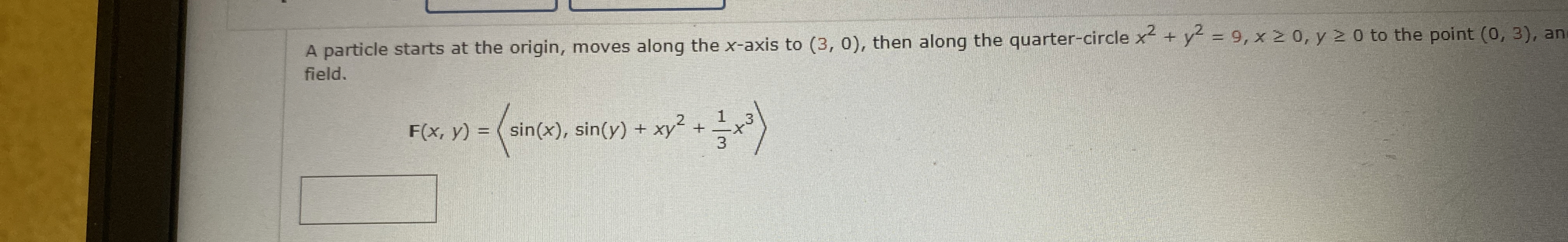 A particle starts at the origin, moves along the