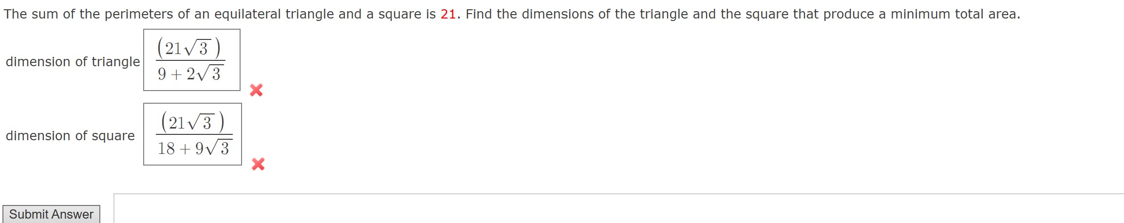 The sum of the perimeters of an equilateral