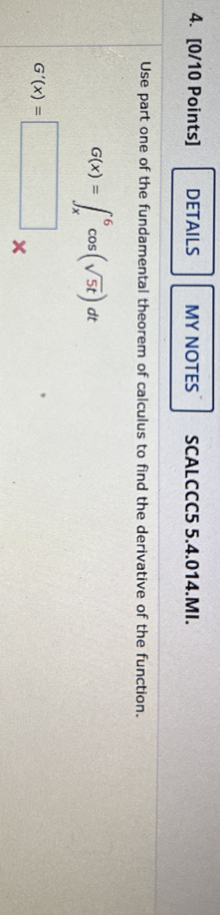 [ 0 / 1 0 Points ] SCALCCC 5 5 . 4 . 0 1 4 . MI .