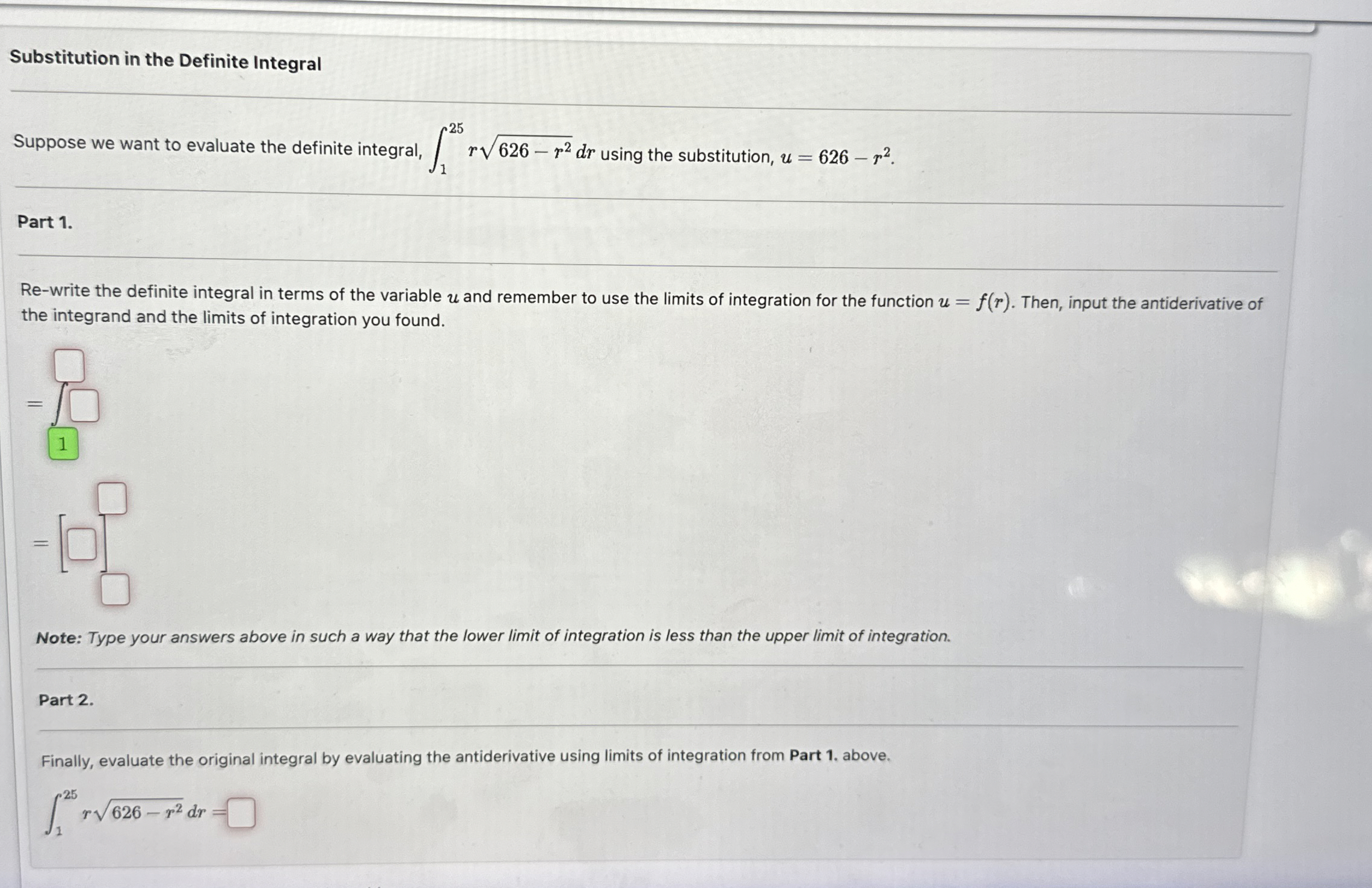 Substitution in the Definite Integral Suppose we