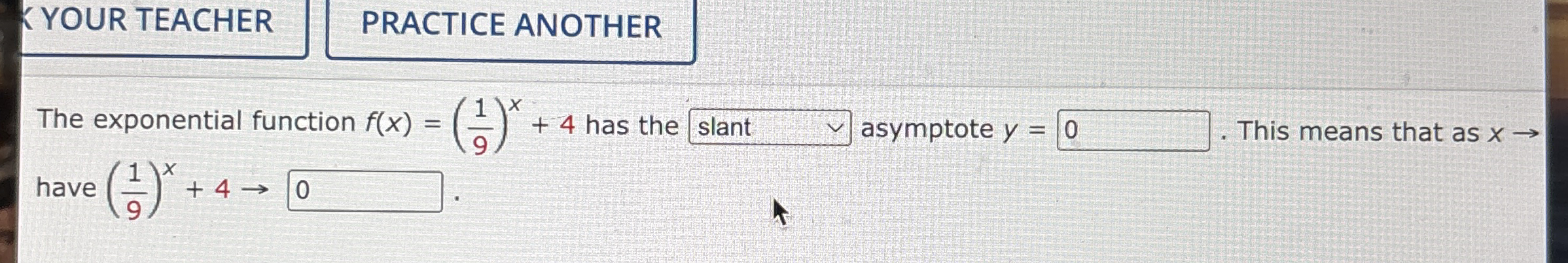 KYOUR TEACHER PRACTICE ANOTHER The exponential