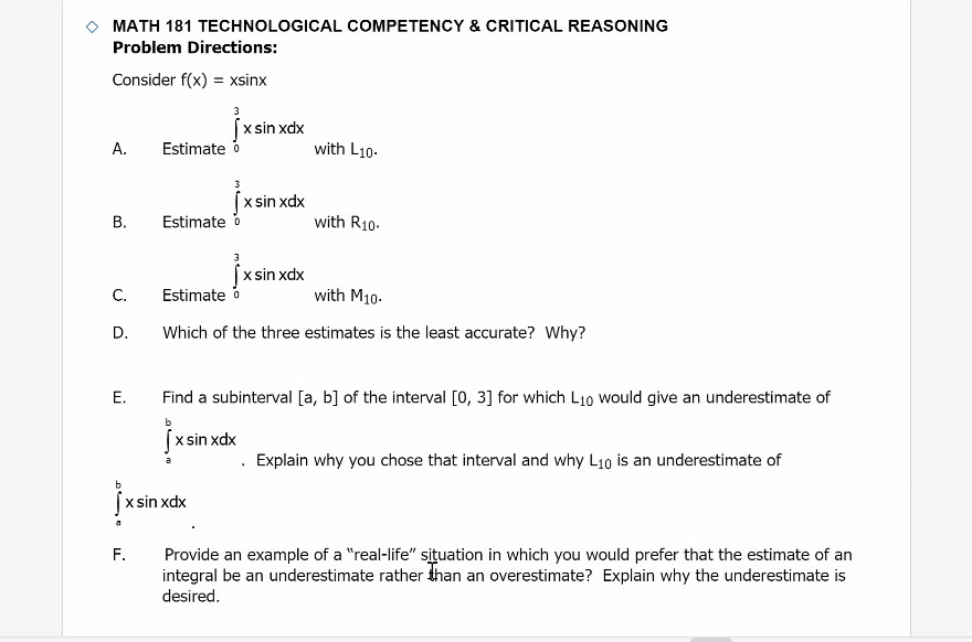 MATH 1 8 1 TECHNOLOGICAL COMPETENCY & CRITICAL