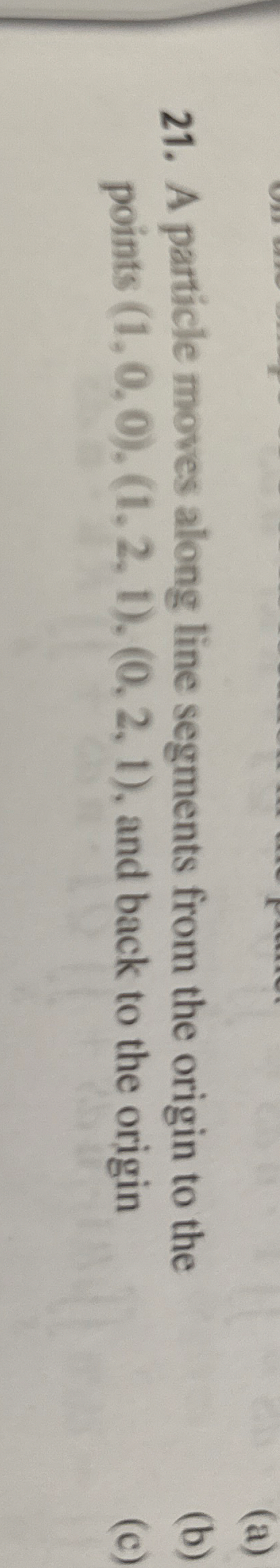 A particle moves along line segments from the