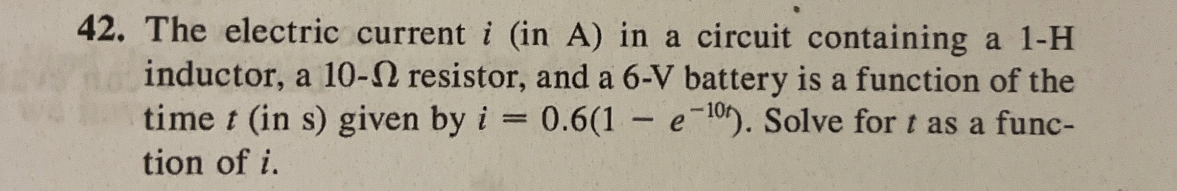 The electric current i ( in A ) in a circuit