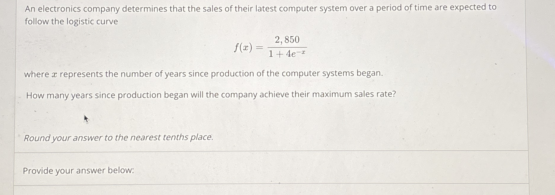 An electronics company determines that the sales