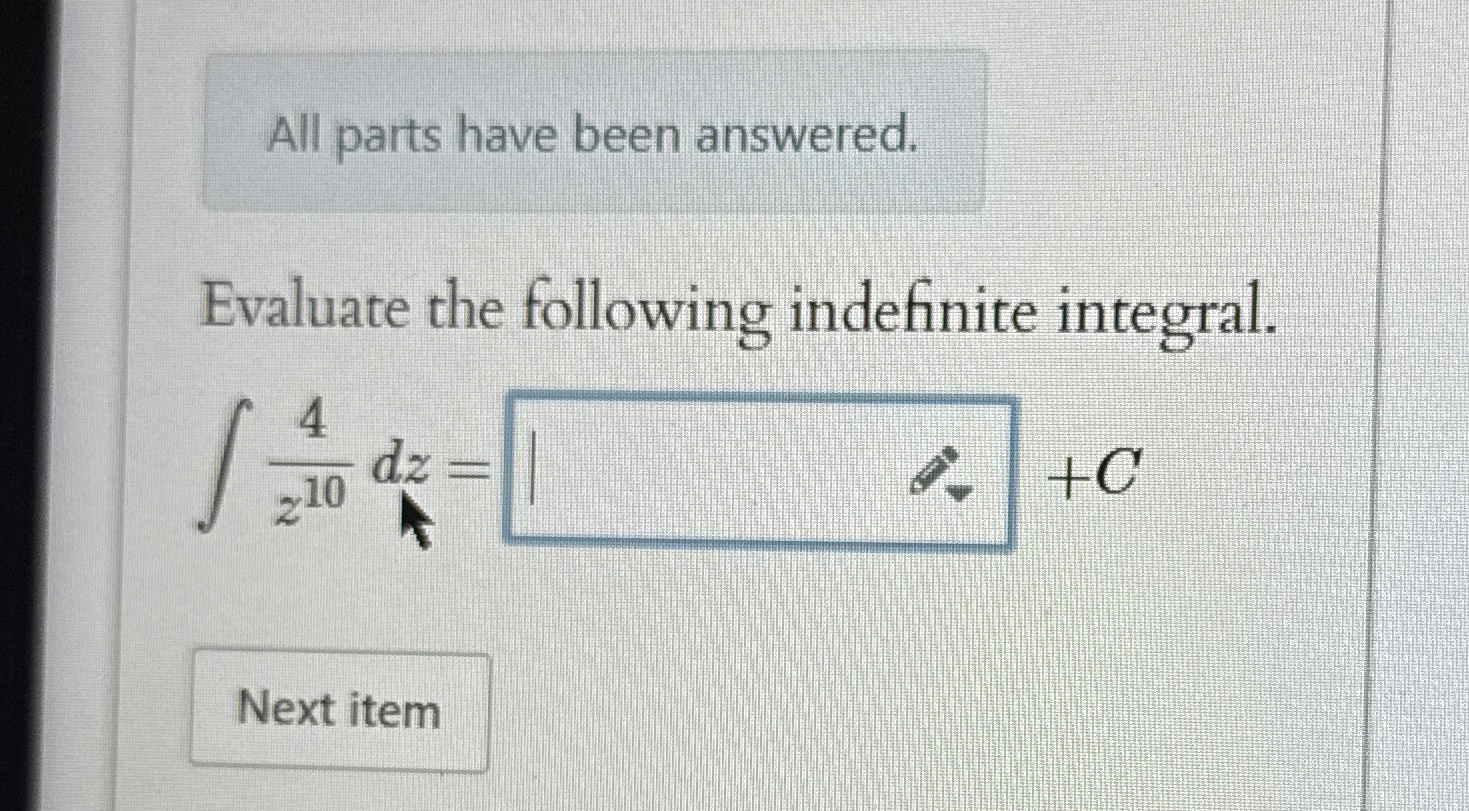 All parts have been answered. Evaluate the