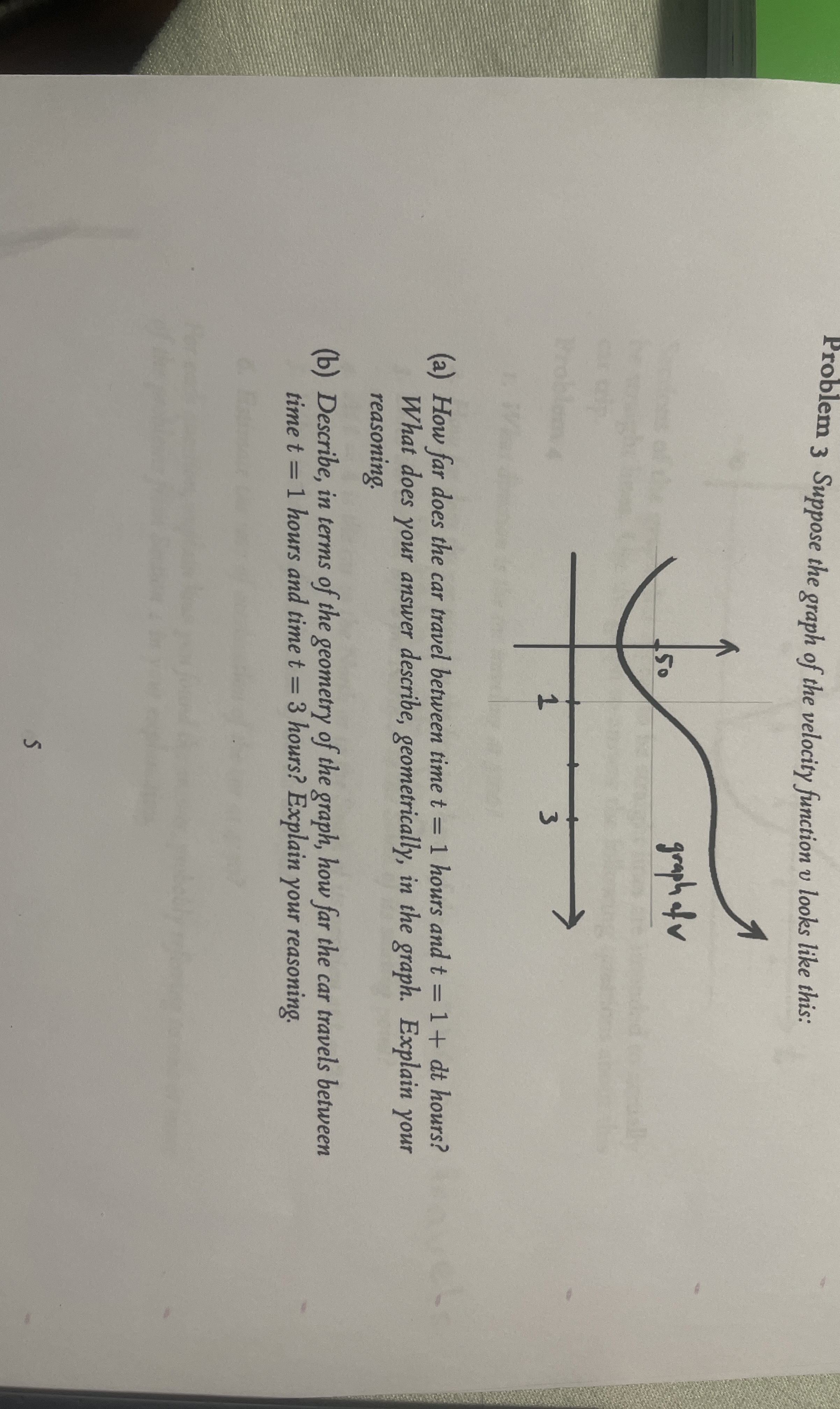 Problem 3 Suppose the graph of the velocity