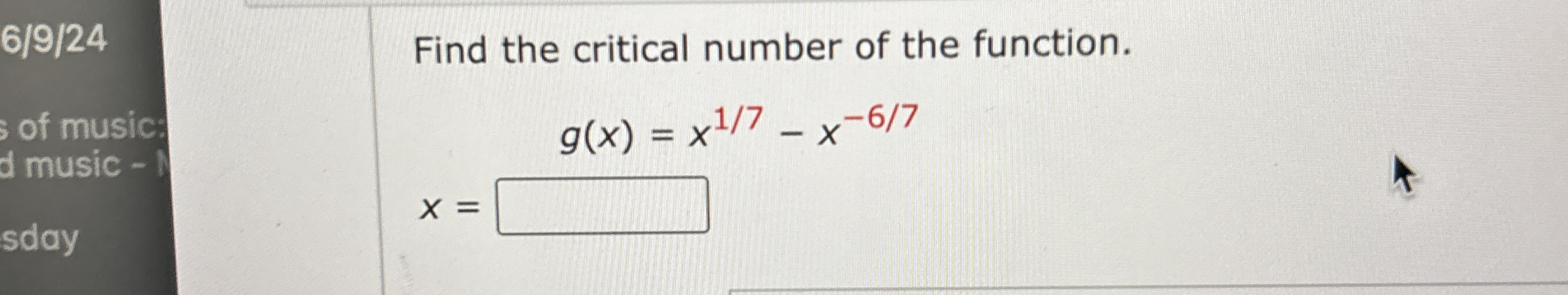 6 9 ? 2 4 of music: d music - sday Find the