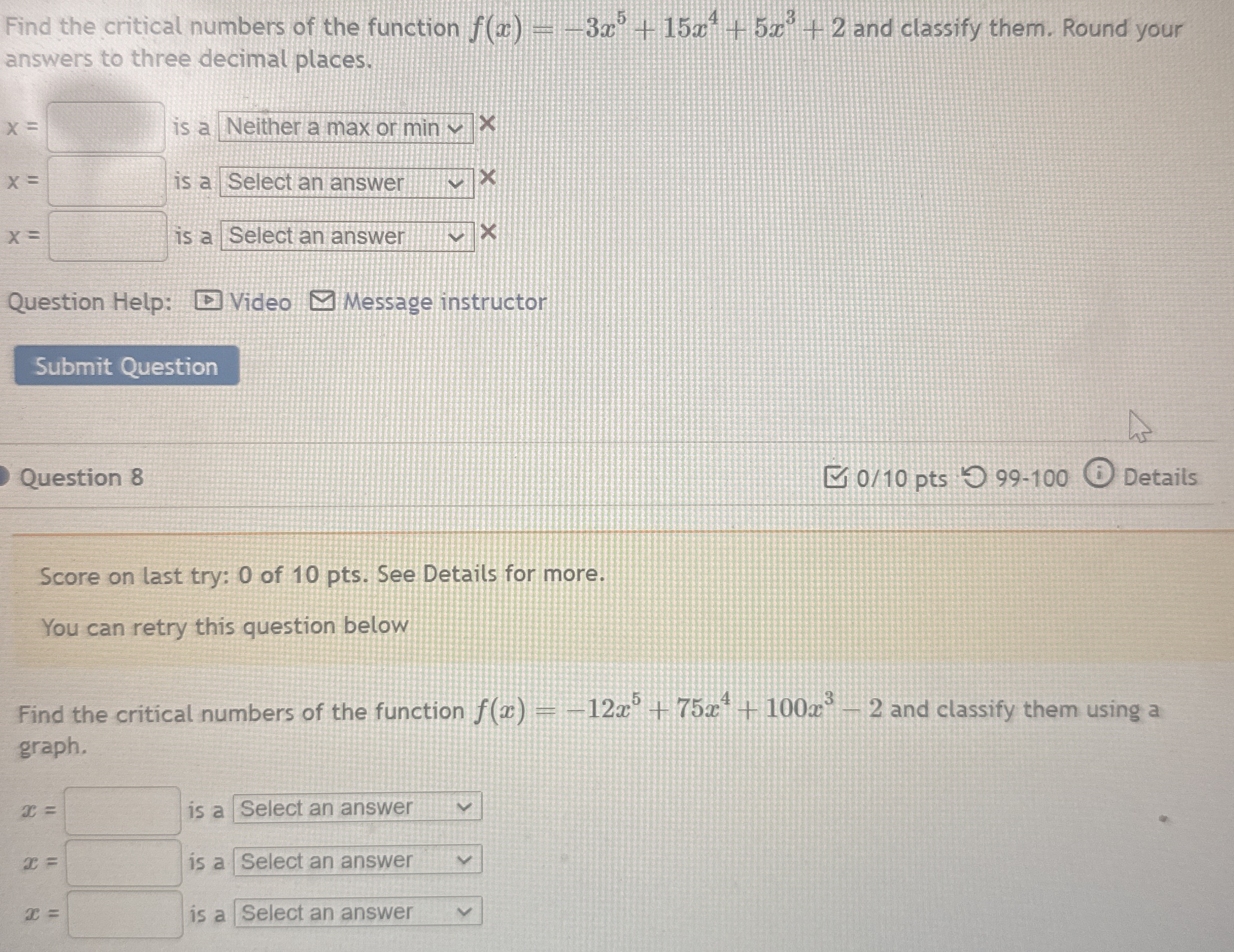 Find the critical numbers of the function f ( x )