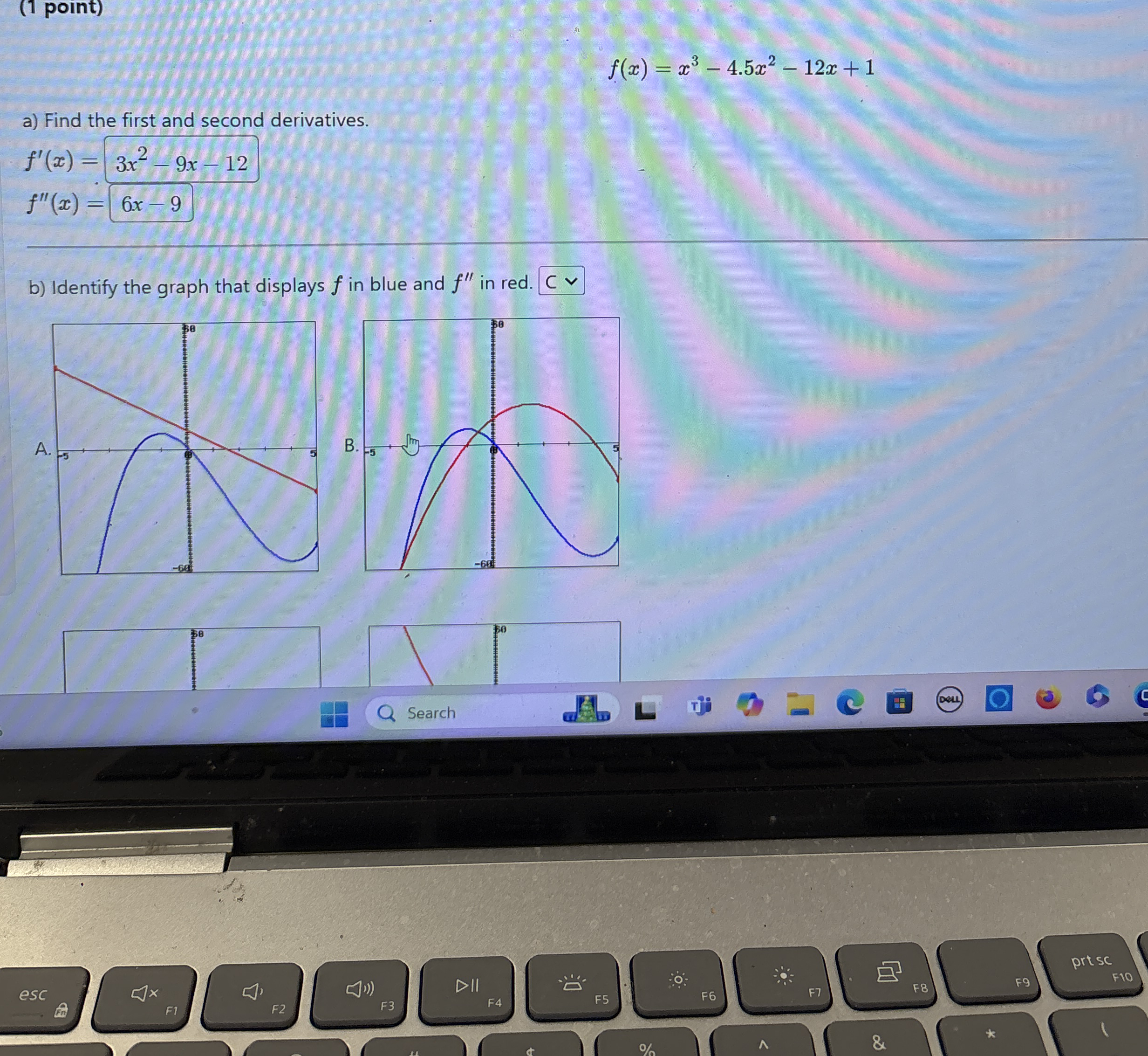( 1 point ) f ( x ) = x 3 - 4 . 5 x 2 - 1 2 x + 1
