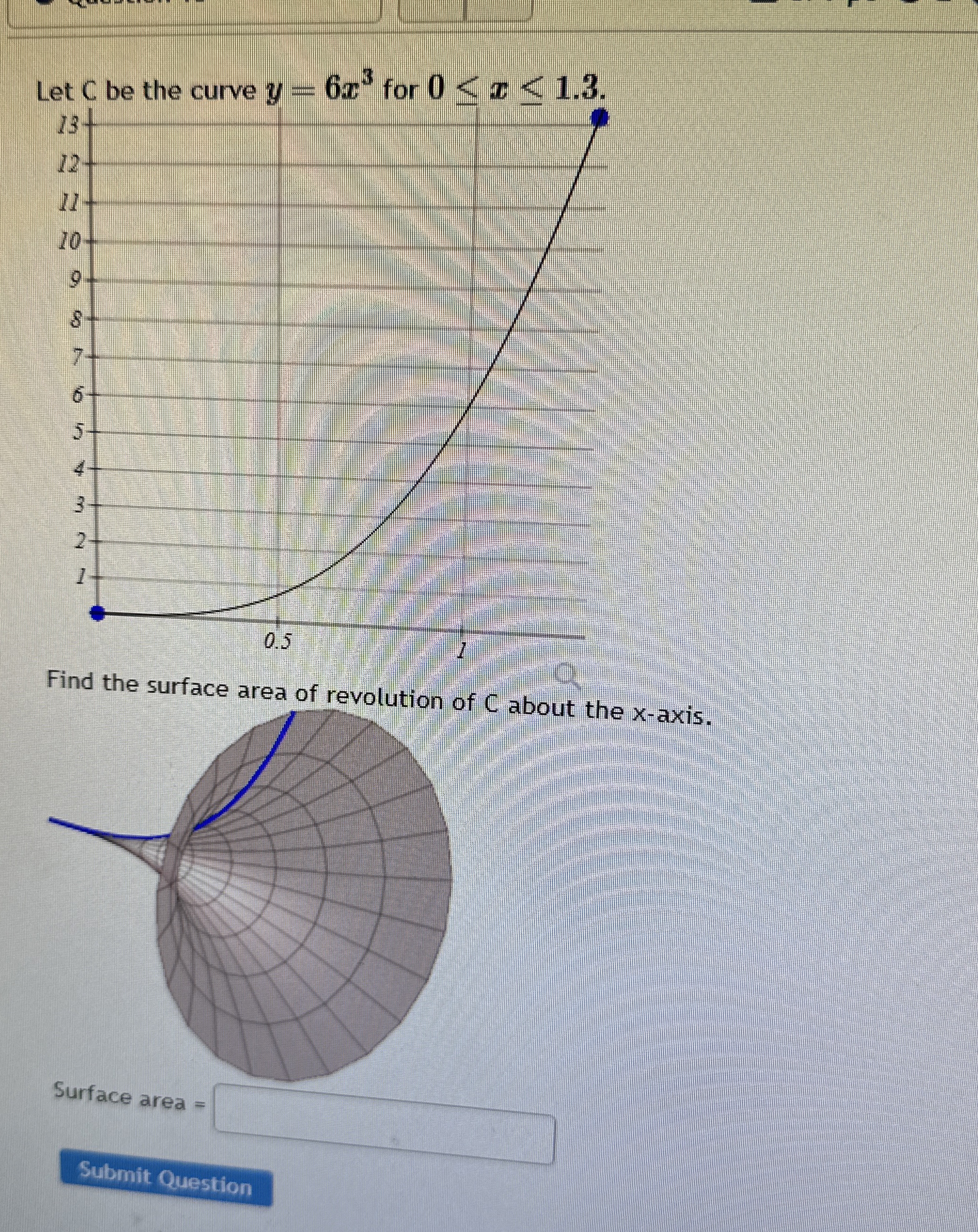 Let C be the curve y = 6 x 3 for 0 x 1 . 3 . Find