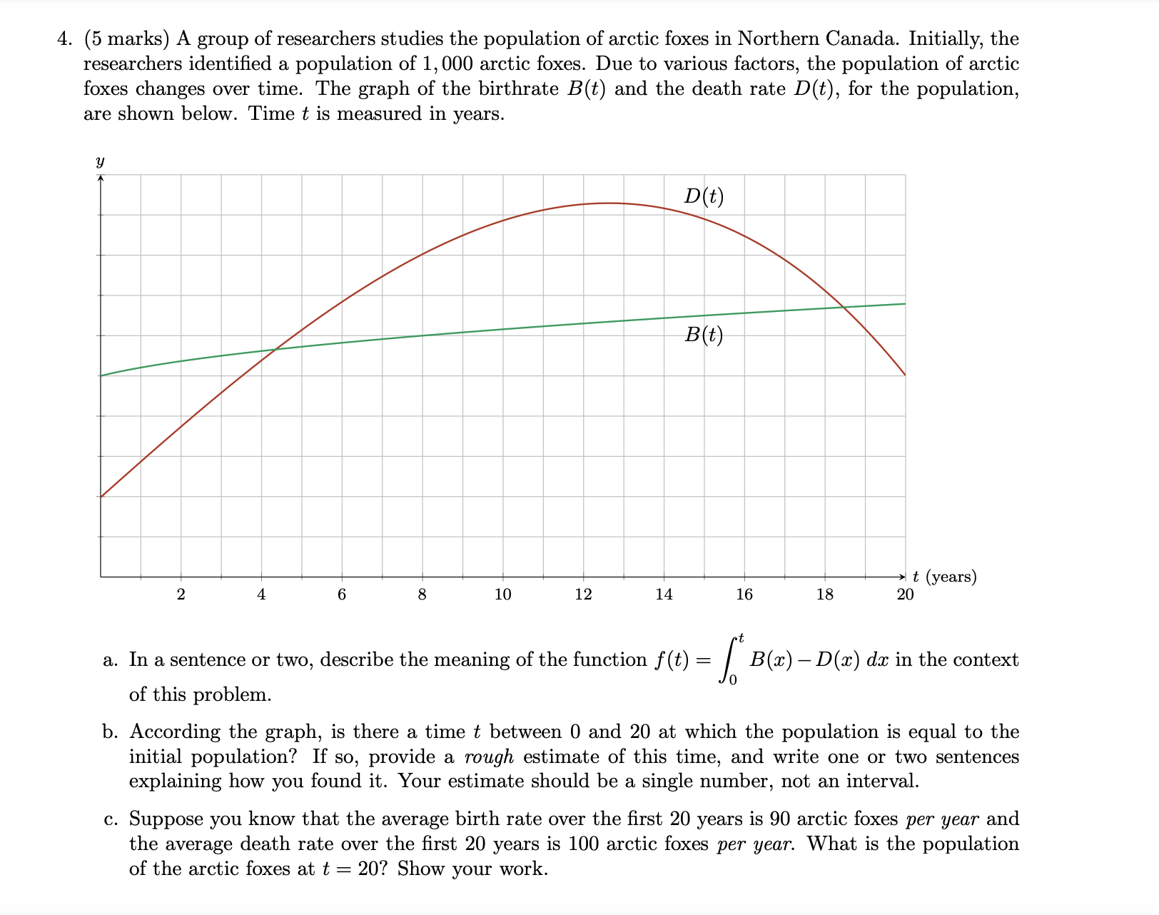 4 . ( 5 marks ) A group of researchers studies