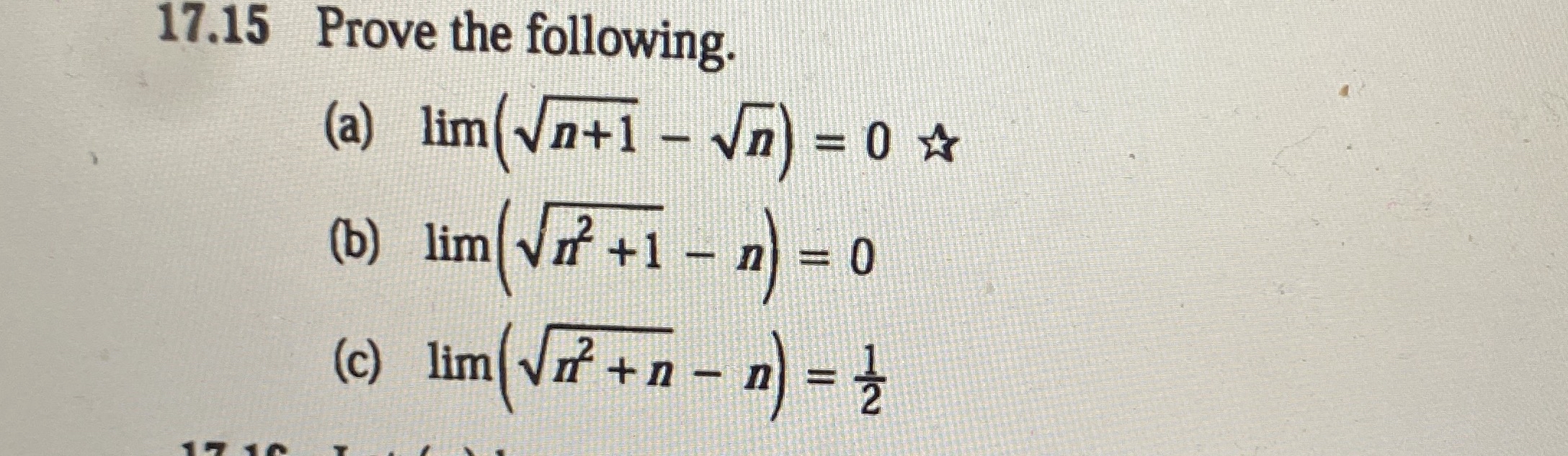 1 7 . 1 5 Prove the following. ( a ) lim ? ( n +