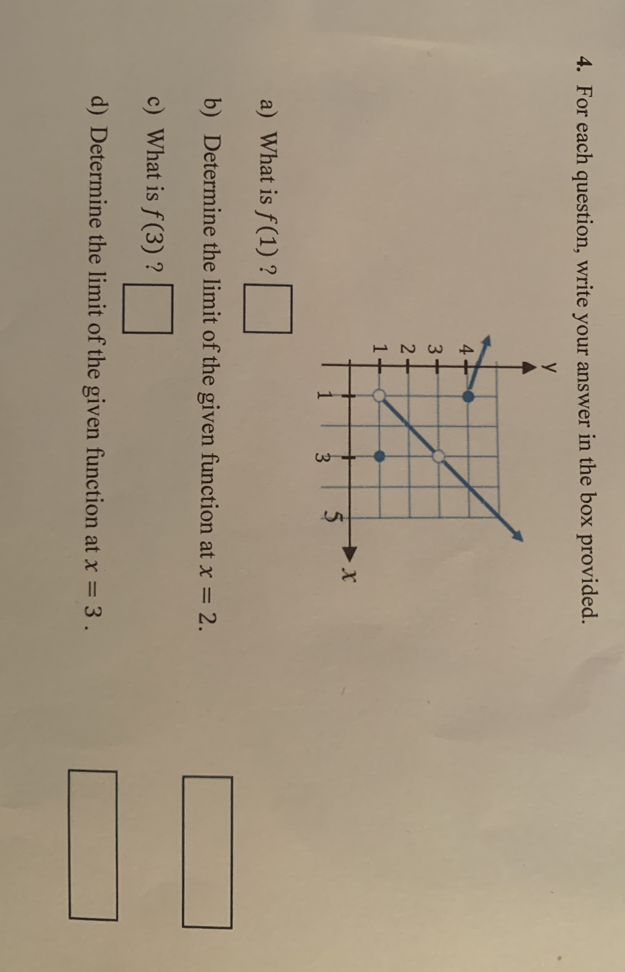 For each question, write your answer in the box