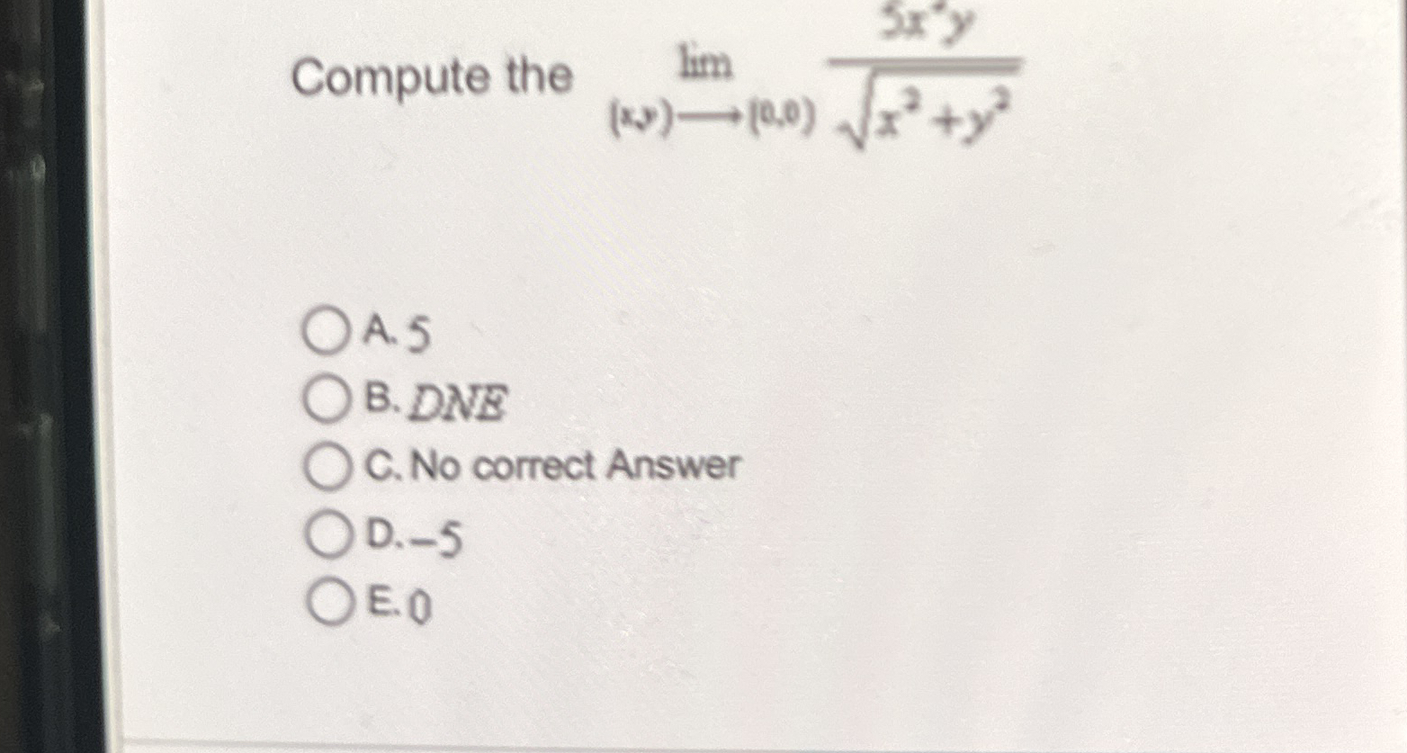 Compute the lim ( x , y ) l o n g r i g h t a r r
