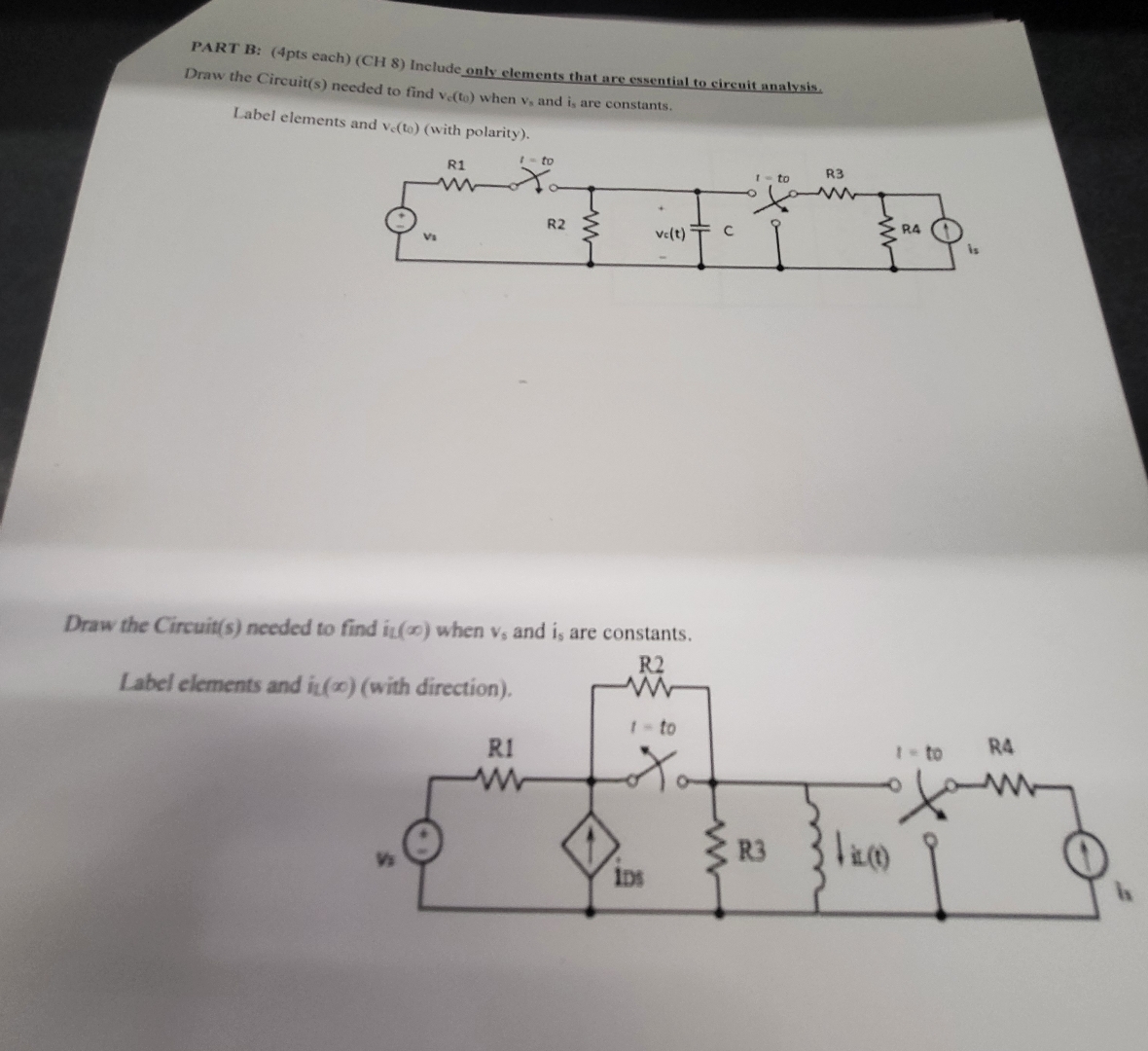 PART B: ( 4 pts each ) ( CH 8 ) Include only