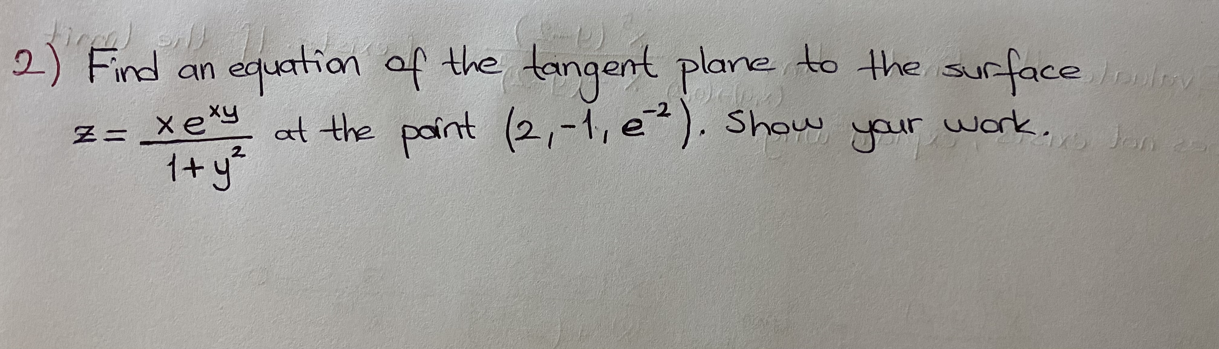 Find an equation of the tangent plane to the