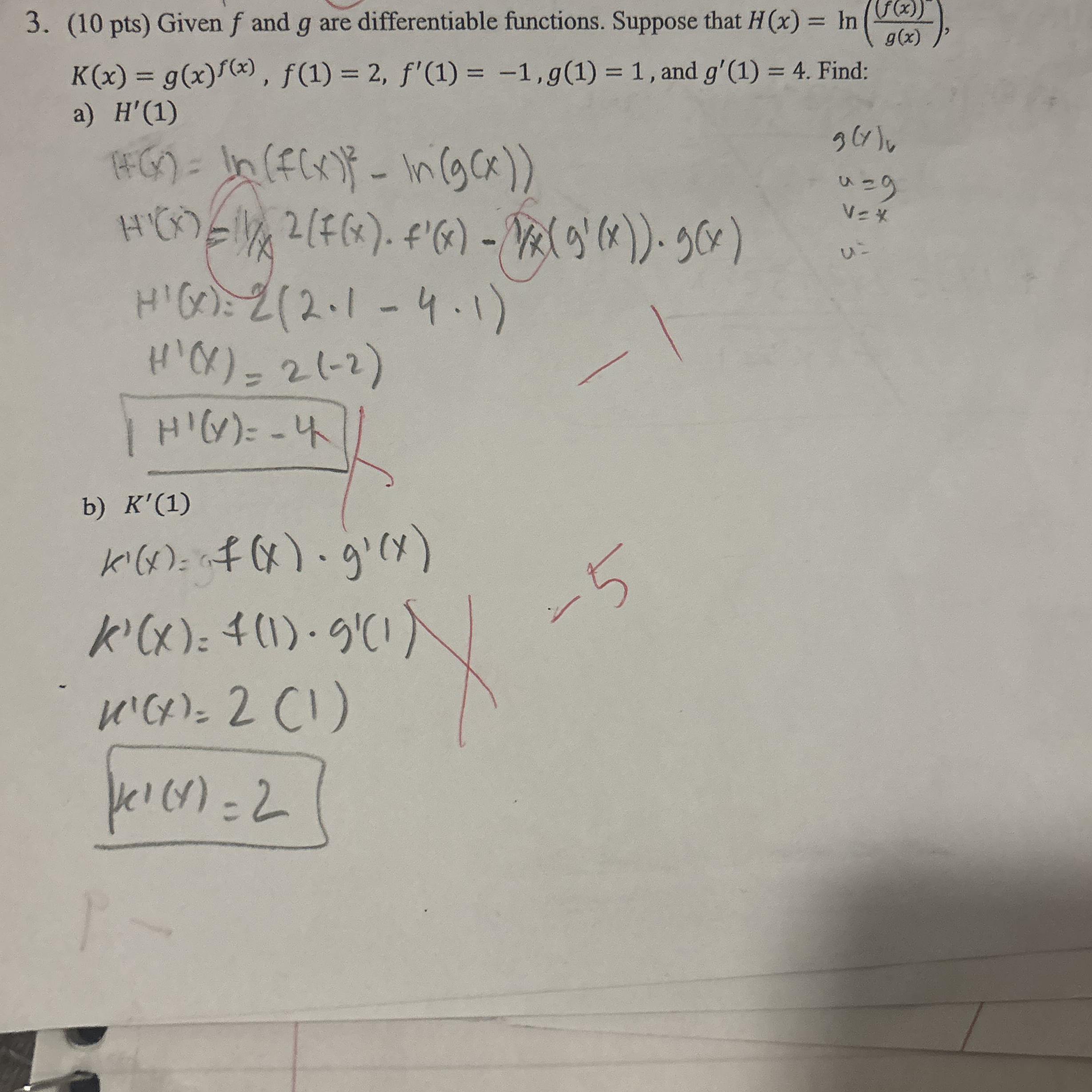 ( 1 0 p t s ) Given f and g are differentiable