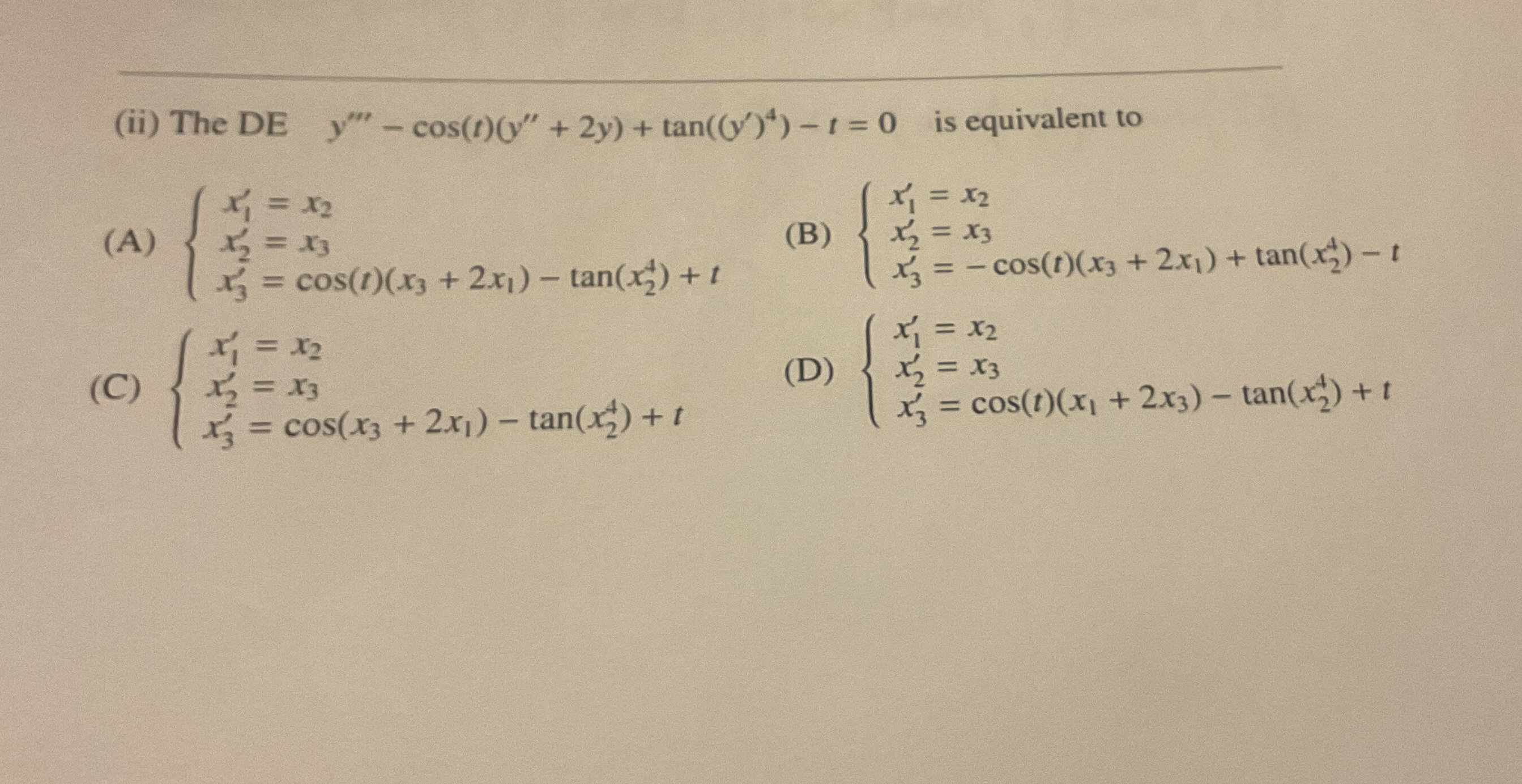 ( ii ) The DE y ' ' ' - c o s ( t ) ( y ' ' + 2 y