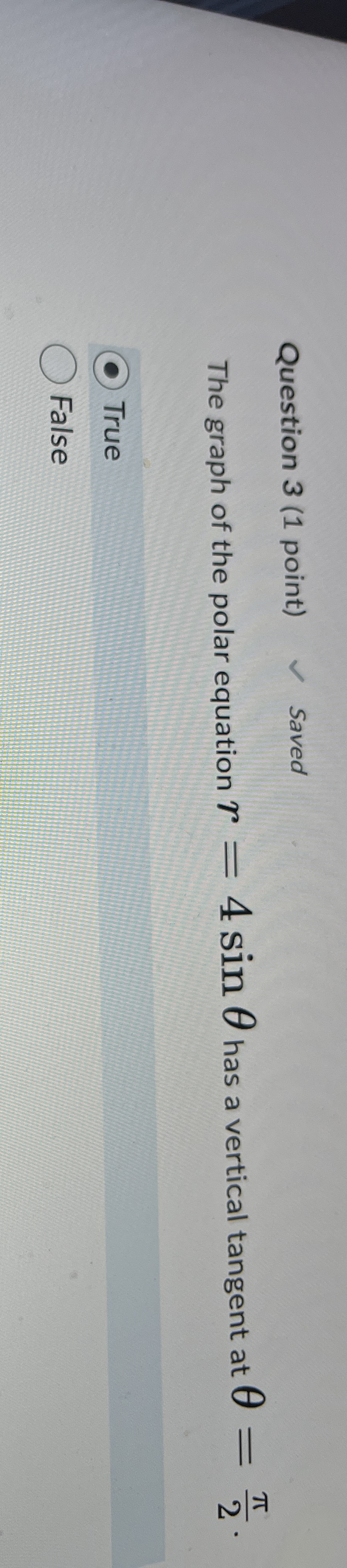 Question 3 ( 1 point ) Saved The graph of the