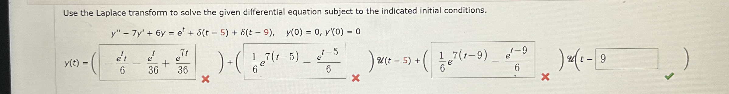 Use the Laplace transform to solve the given