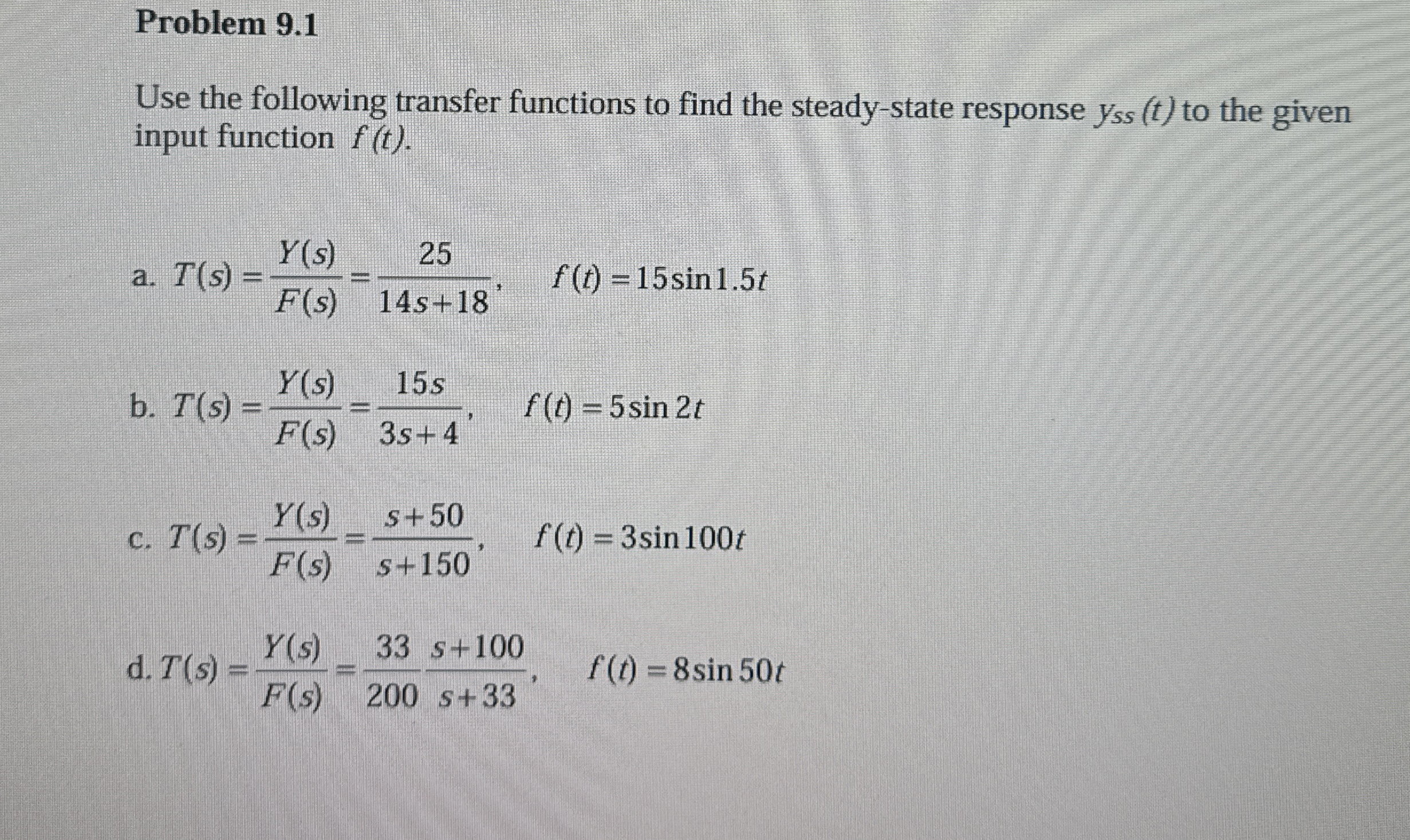 Problem 9 . 1 Use the following transfer