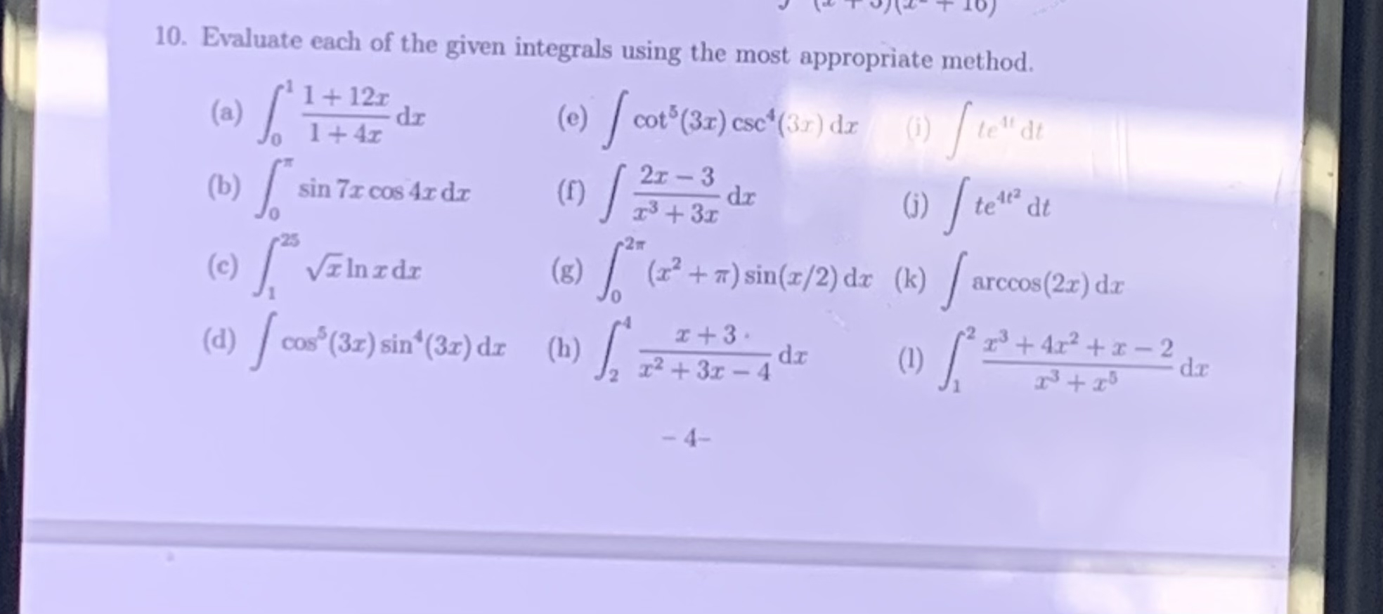 Can you please solve only " a " by integration of