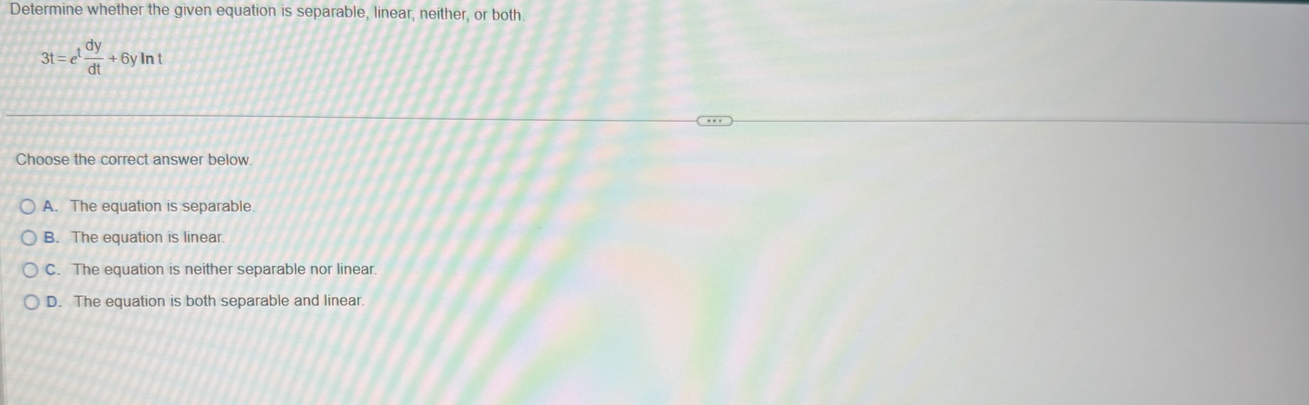 Determine whether the given equation is