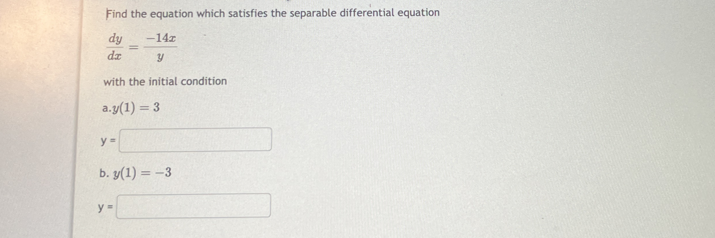 Find the equation which satisfies the separable