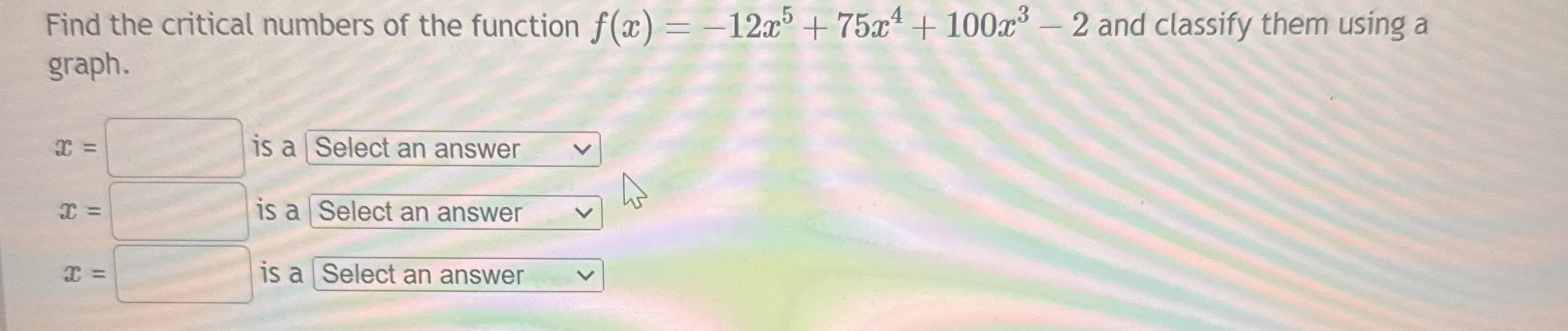 Find the critical numbers of the function f ( x )