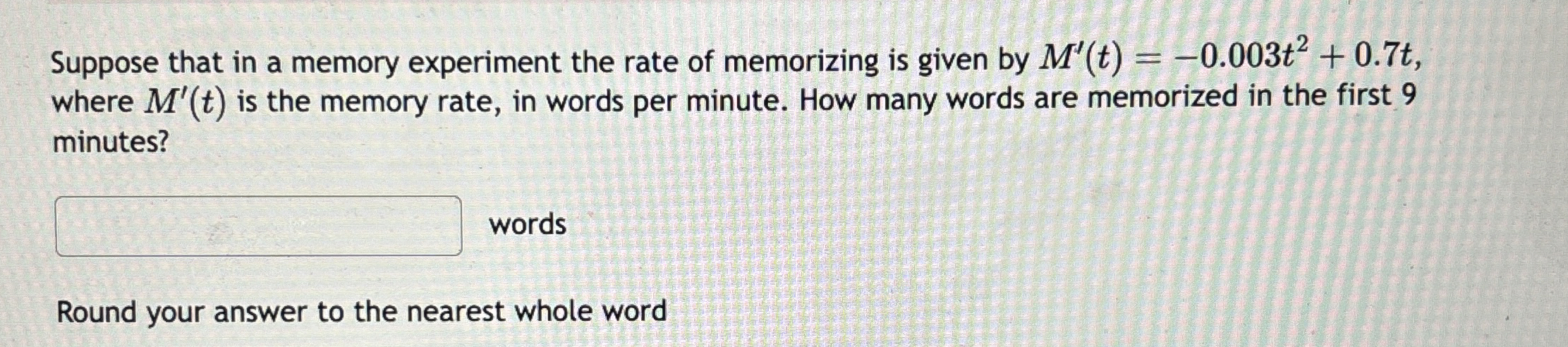 Suppose that in a memory experiment the rate of