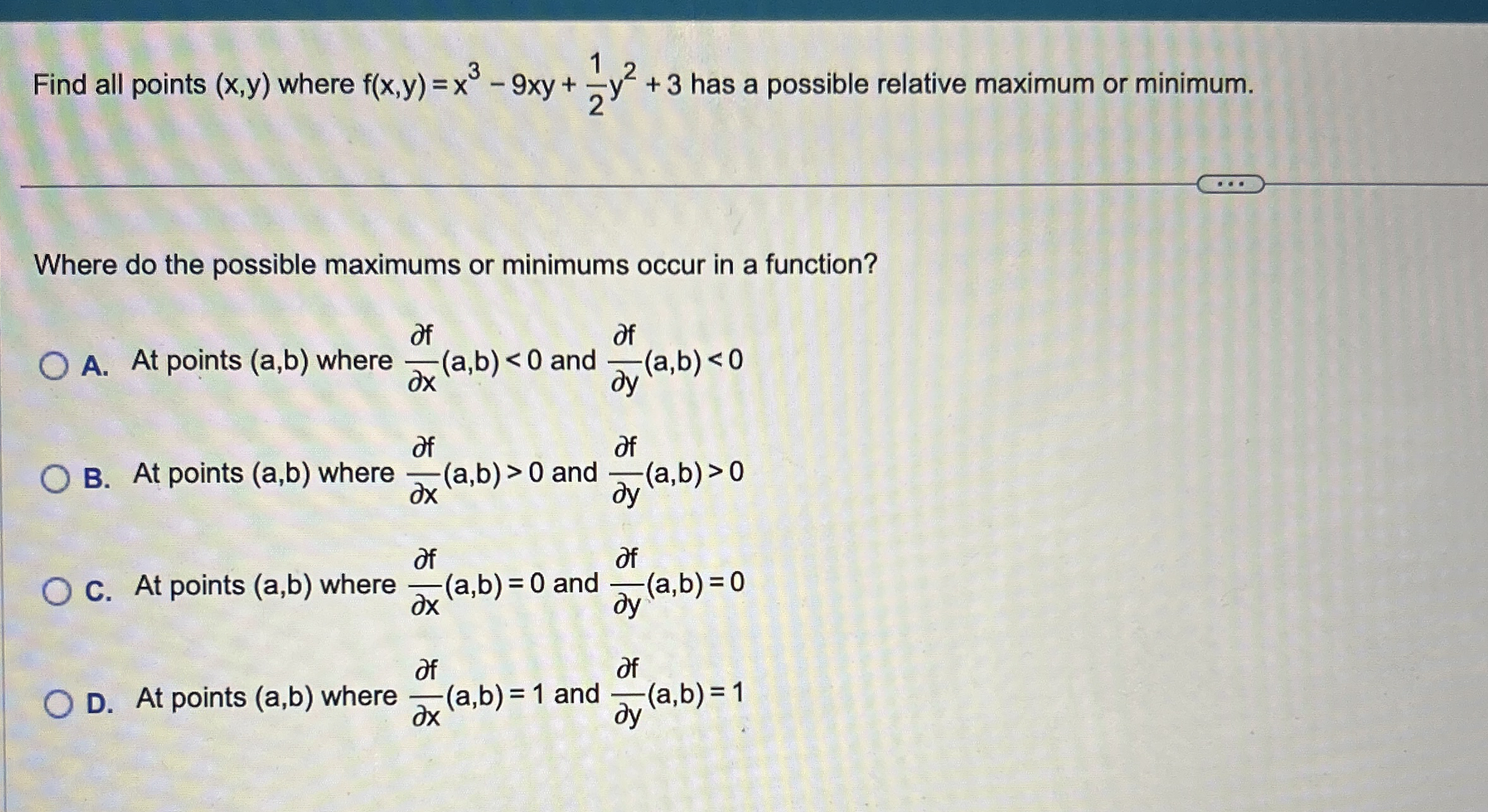 Find all points ( x , y ) where f ( x , y ) = x 3
