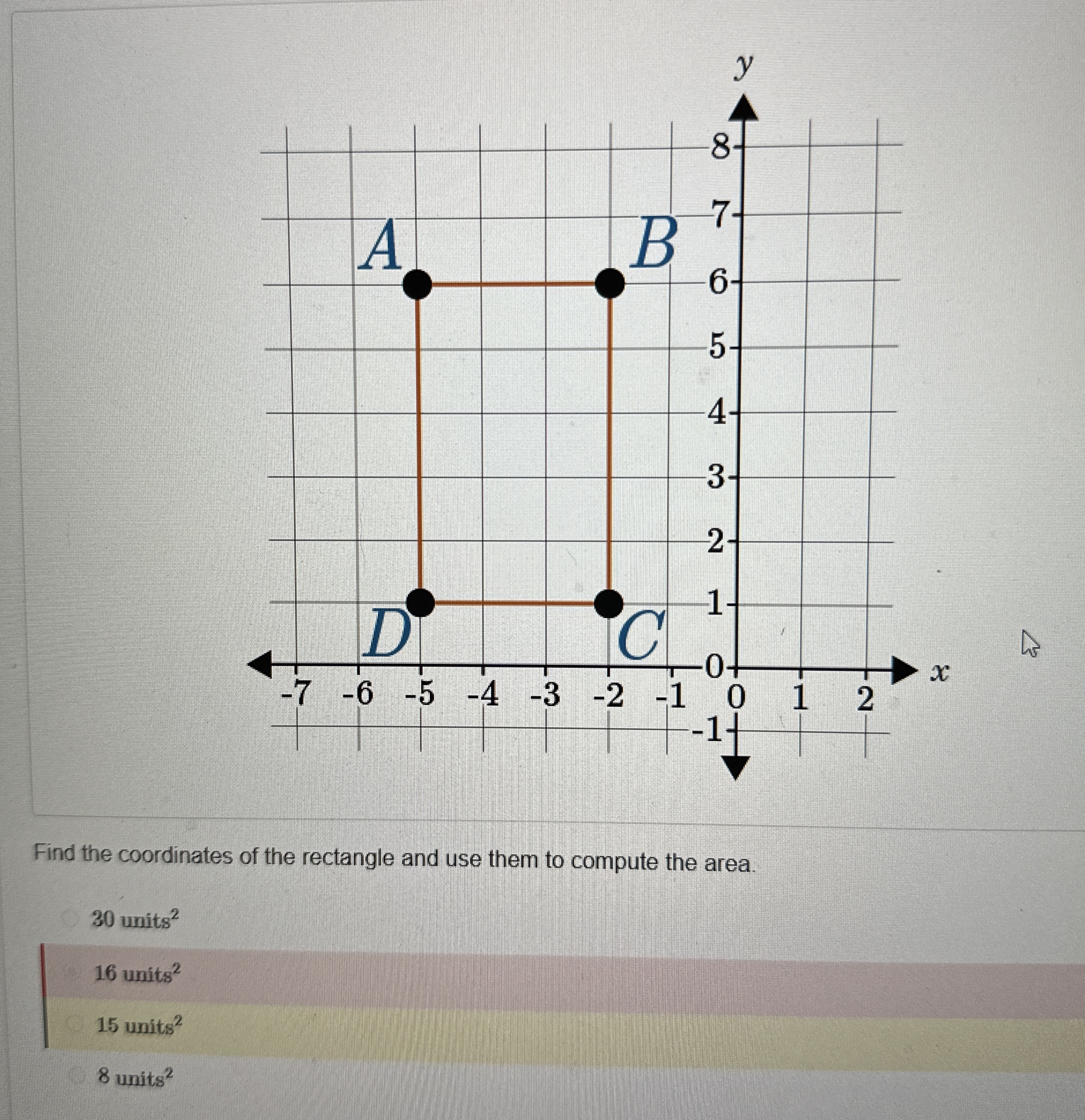 Find the coordinates of the rectangle and use