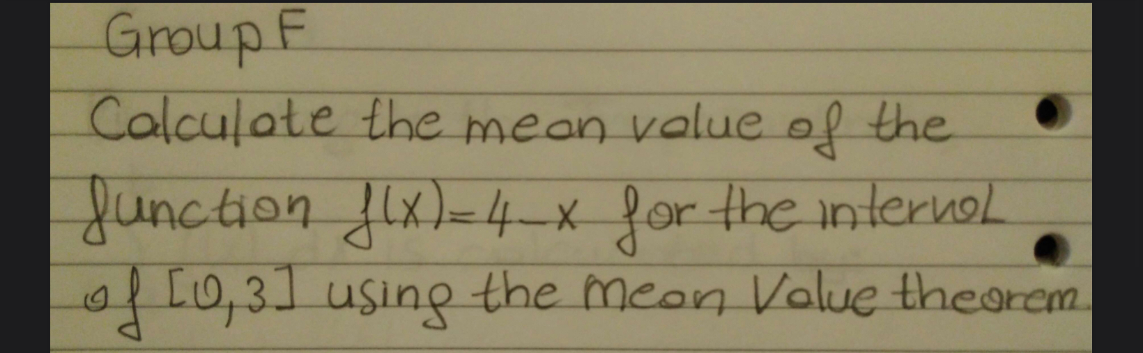 Calculote the mean volue of the function f ( x )