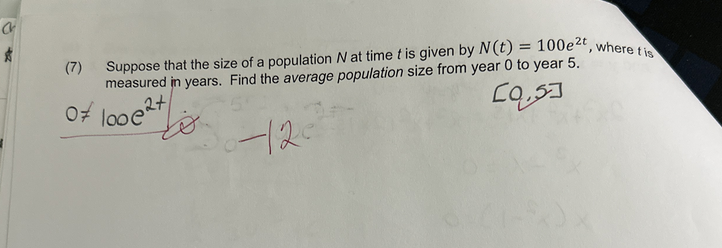 ( 7 ) Suppose that the size of a population N at